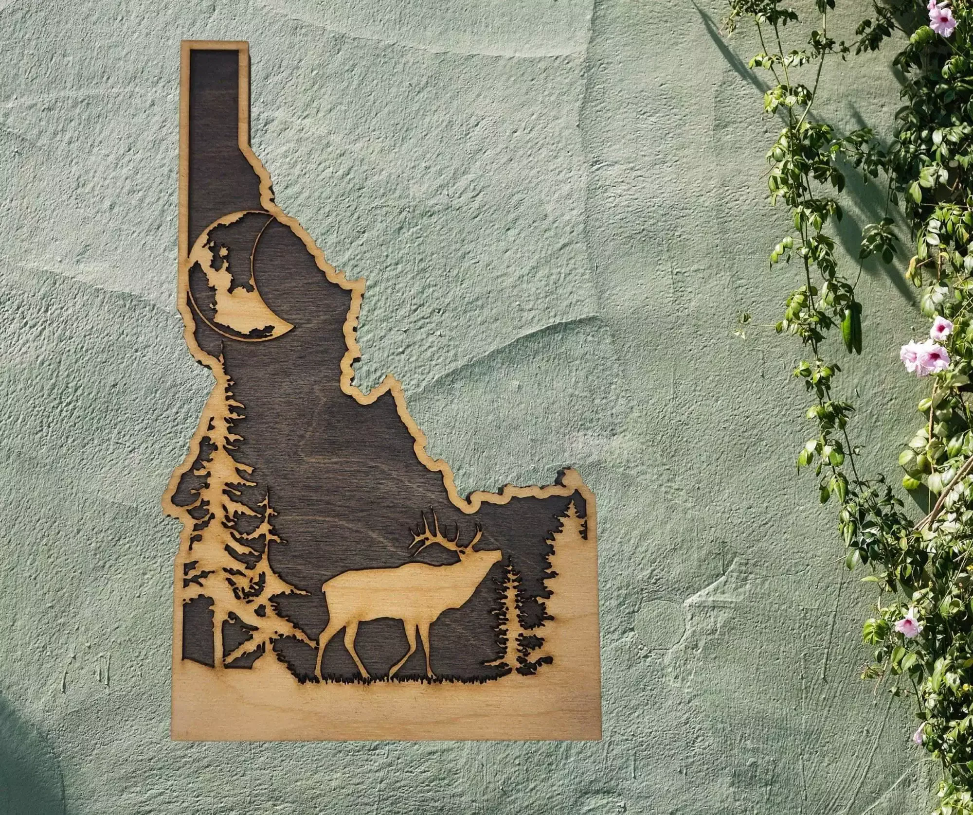 Idaho Sign - Rustic Home Decor with Forest Scene, Perfect Gift for Idaho Lovers & Nature Enthusiasts - Gray Stain - Image 3