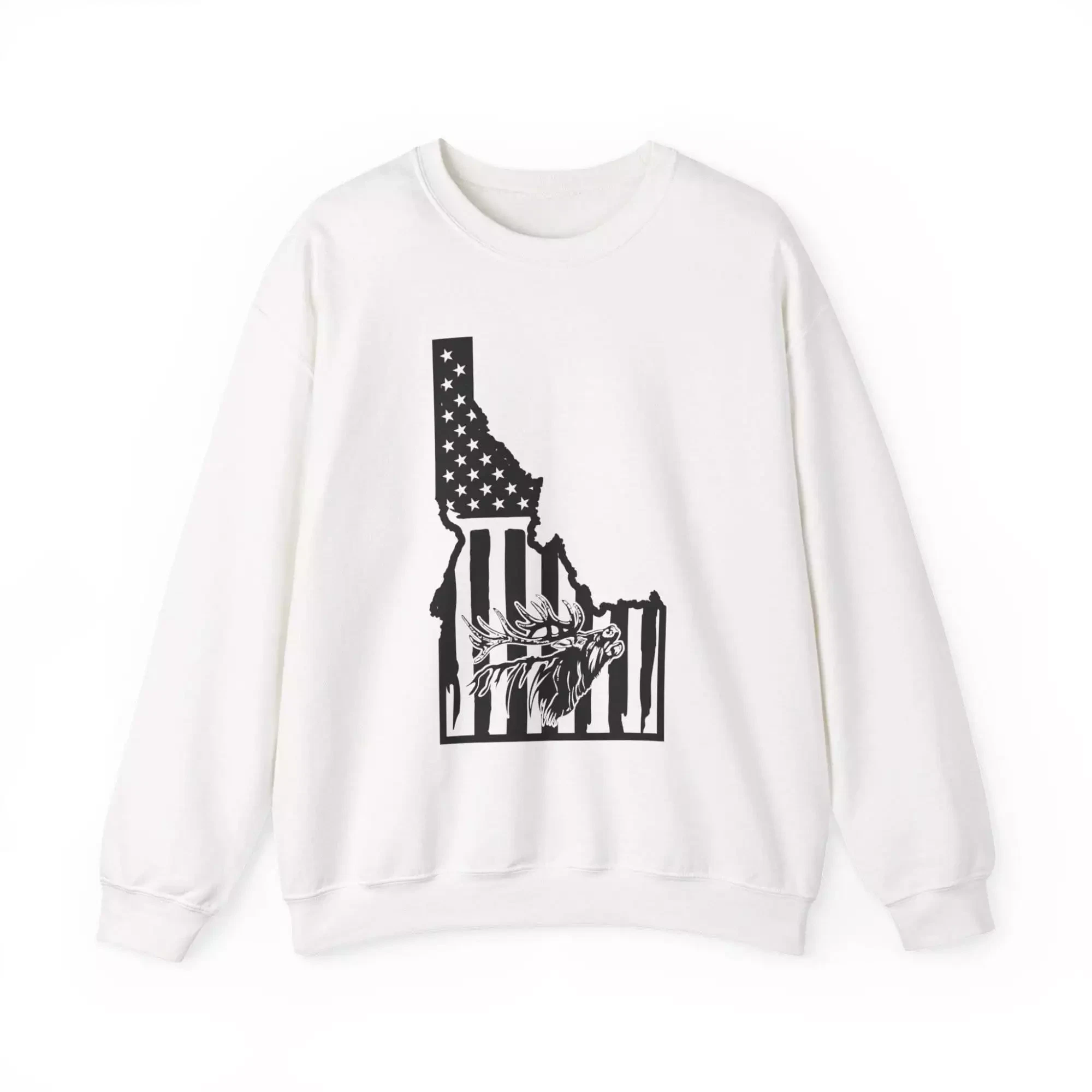 Idaho Distressed Flag Elk Head Sweatshirt, Idaho Flag Hoodie, Idaho Elk Crewneck, Idaho Souvenir Jumper, Idaho Wildlife Shirt - Image 3