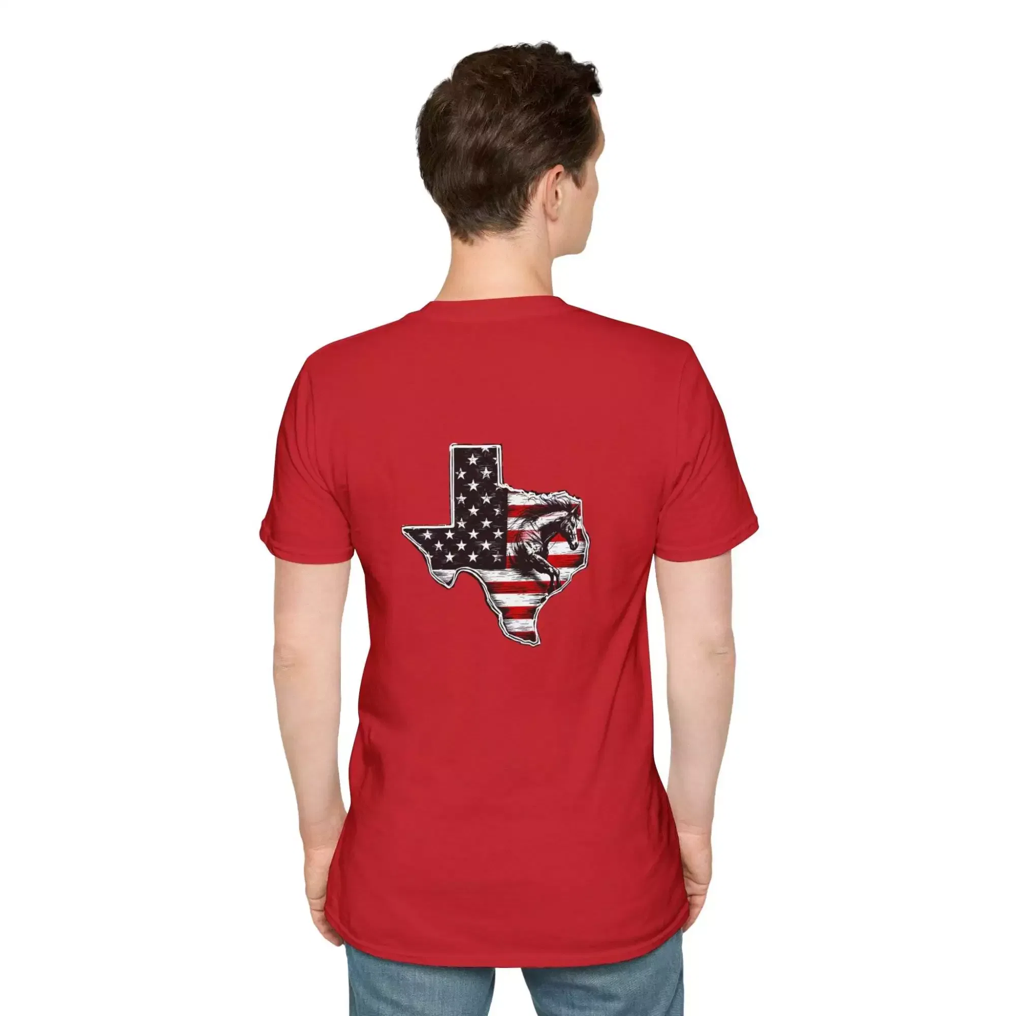 Texas Flag T-Shirt - Patriotic Bronco Design
