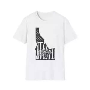 Idaho State T-Shirt, Softstyle Graphic Tee, Casual Summer Shirt, Patriotic Gift, USA Flag Apparel