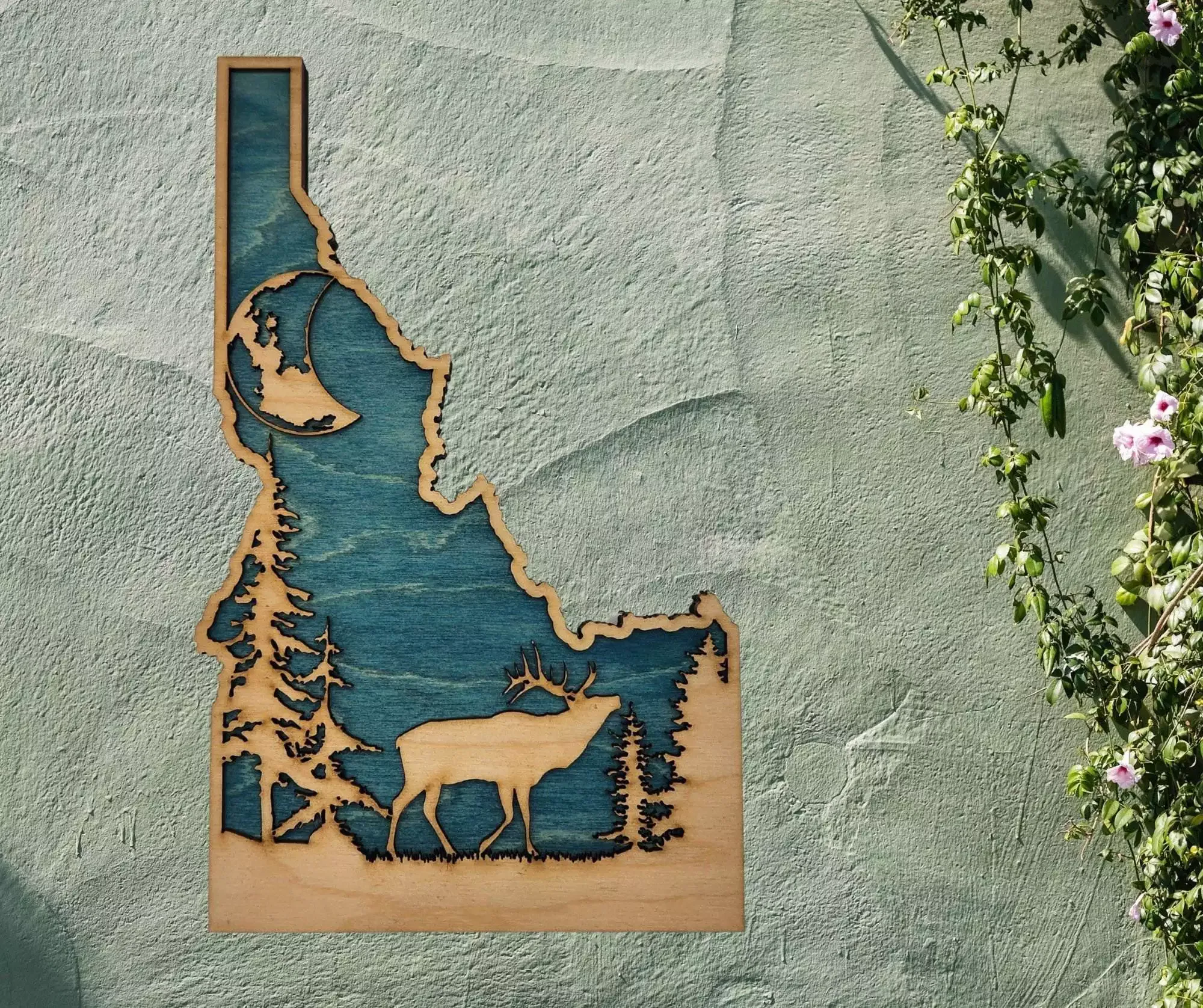Idaho Sign - Rustic Home Decor with Forest Scene, Perfect Gift for Idaho Lovers & Nature Enthusiasts - Turquoise Stain - Image 2