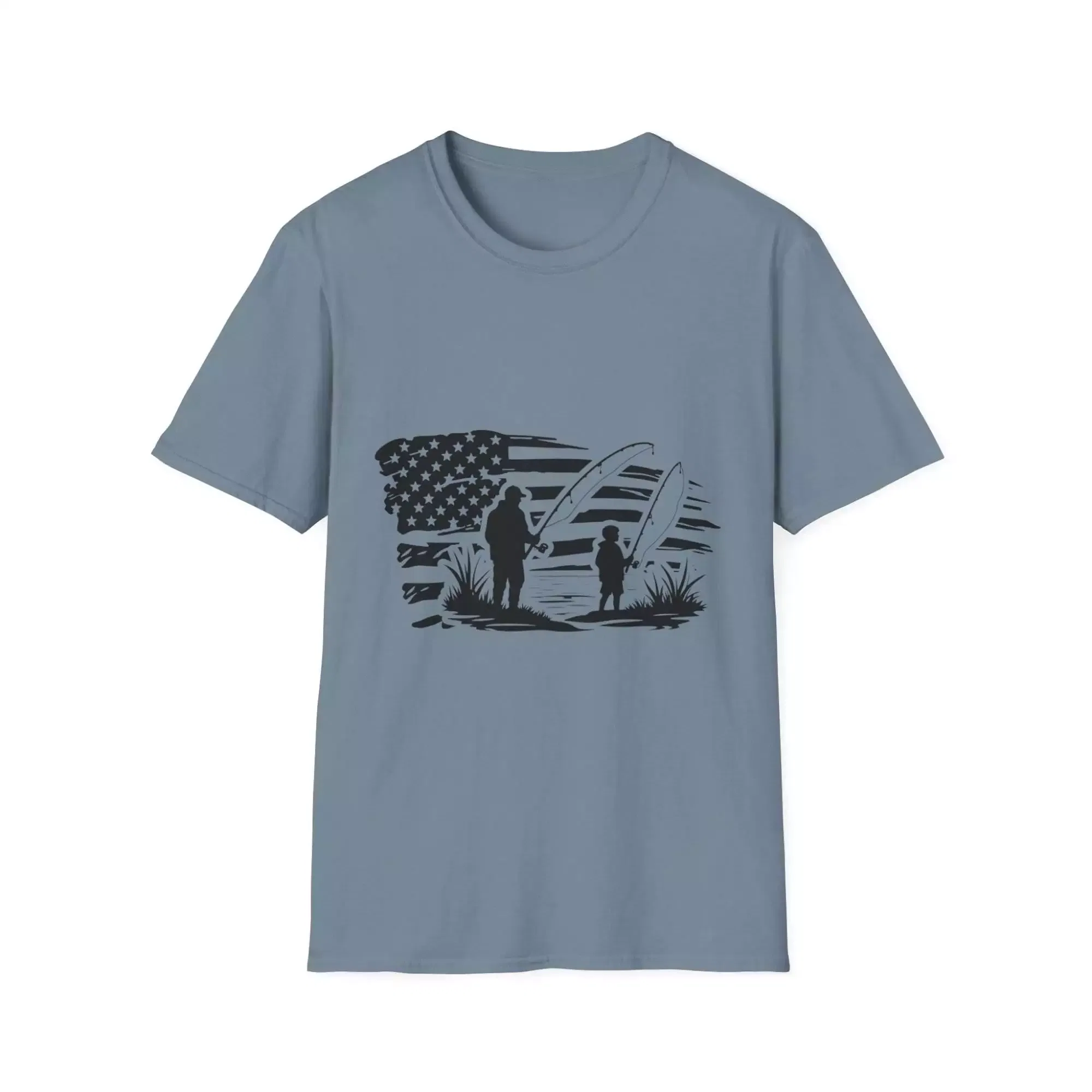 Father and Son Fishing Unisex T-Shirt, Patriotic Fishing Tee, Distressed US Flag Shirt, Family Fishing Shirt, Dad and Son Matching Shirts - Image 8