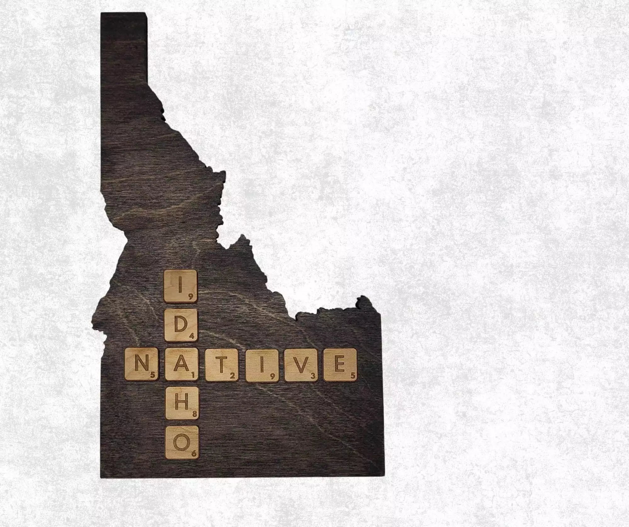 Idaho Native Accent | Rustic Laser Cut Wall & Table Decor | Unique Idaho Sign with Tile Letters for Home or Cabin Decor - Gray Stain - Image 3