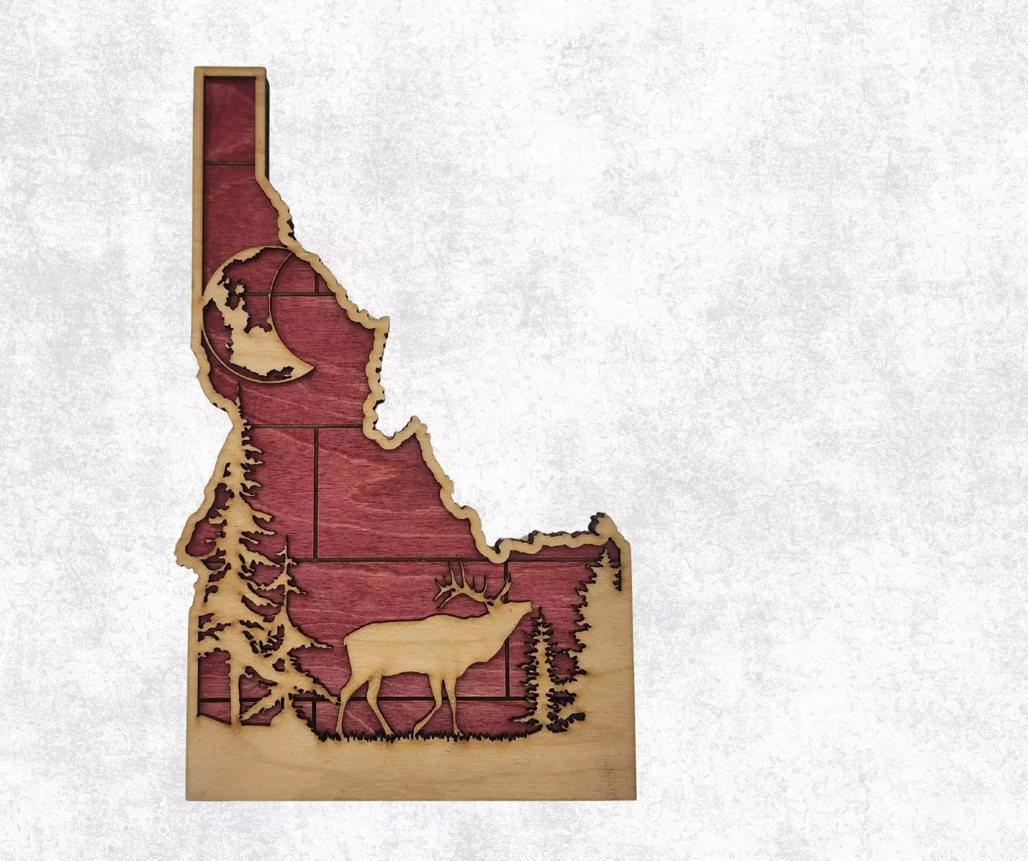 Idaho Sign - Rustic Home Decor with Forest Scene, Perfect Gift for Idaho Lovers & Nature Enthusiasts - Red Planked Stain - Image 3