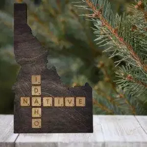 Idaho Native Accent | Rustic Laser Cut Wall & Table Decor | Unique Idaho Sign with Tile Letters for Home or Cabin Decor – Gray Stain