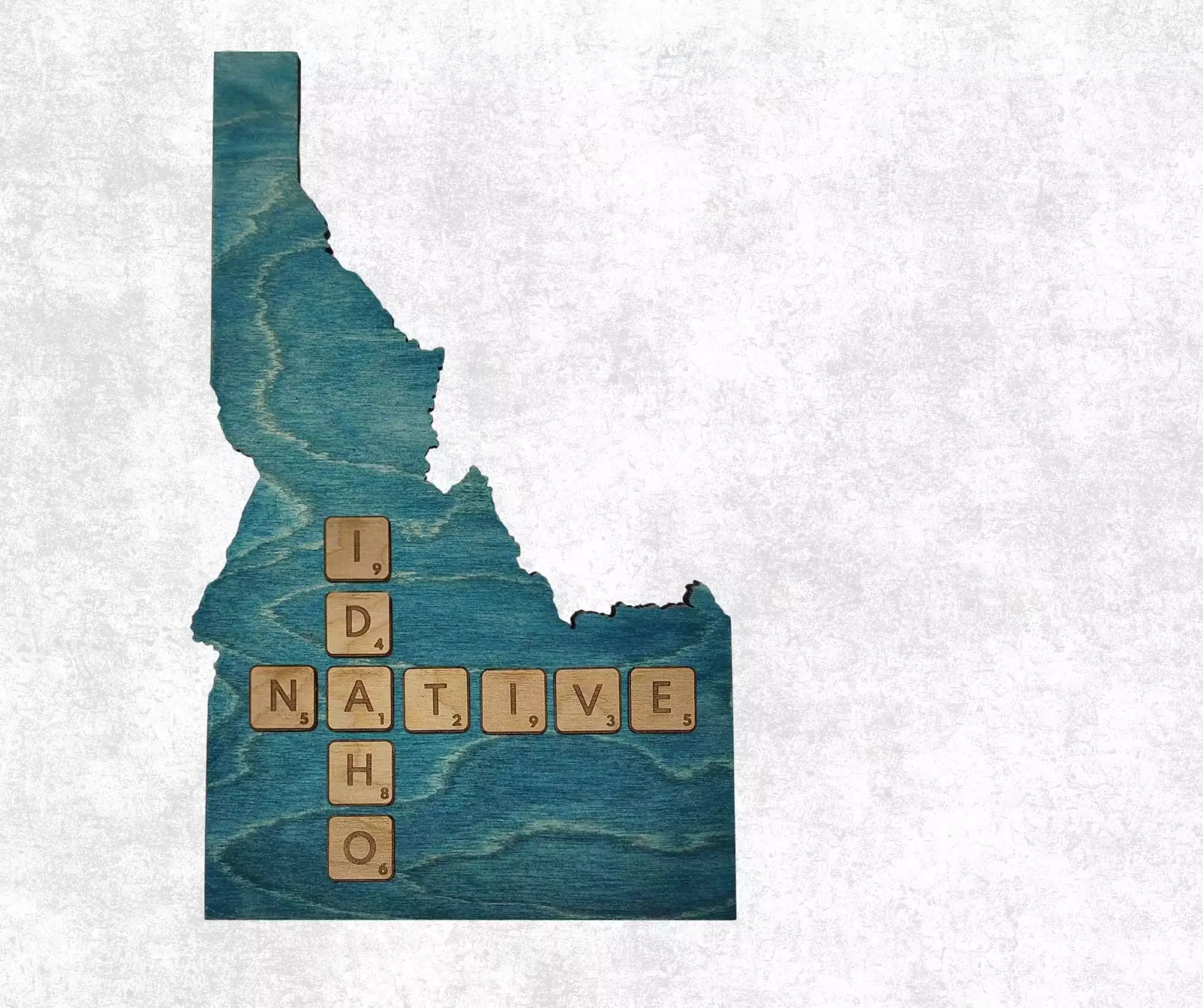 Idaho Native Accent | Rustic Laser Cut Wall & Table Decor | Unique Idaho Sign with Tile Letters for Home or Cabin Decor - Turquoise Stain - Image 3