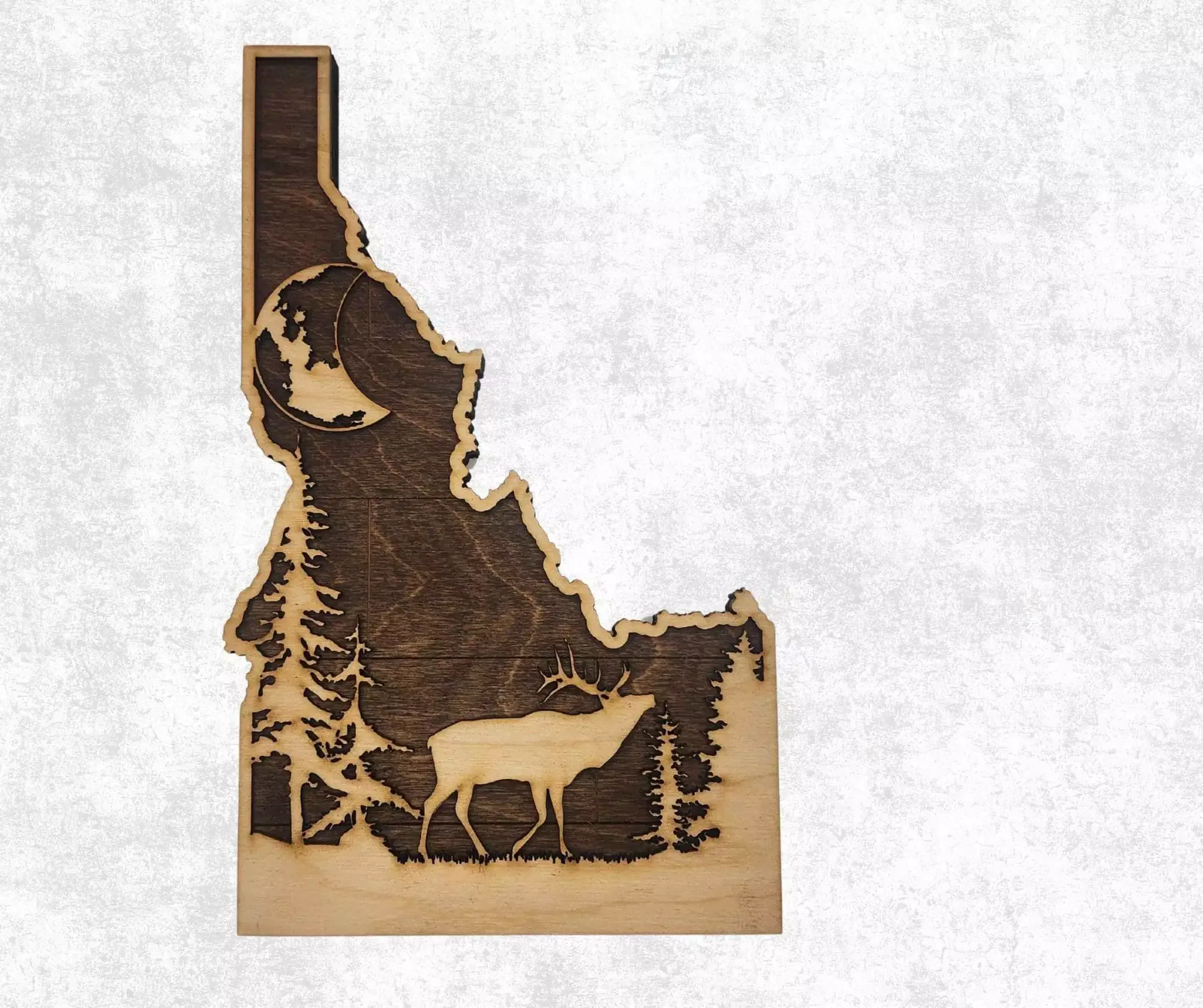 Idaho Sign - Rustic Home Decor with Forest Scene, Perfect Gift for Idaho Lovers & Nature Enthusiasts - Walnut Planked Stain - Image 3