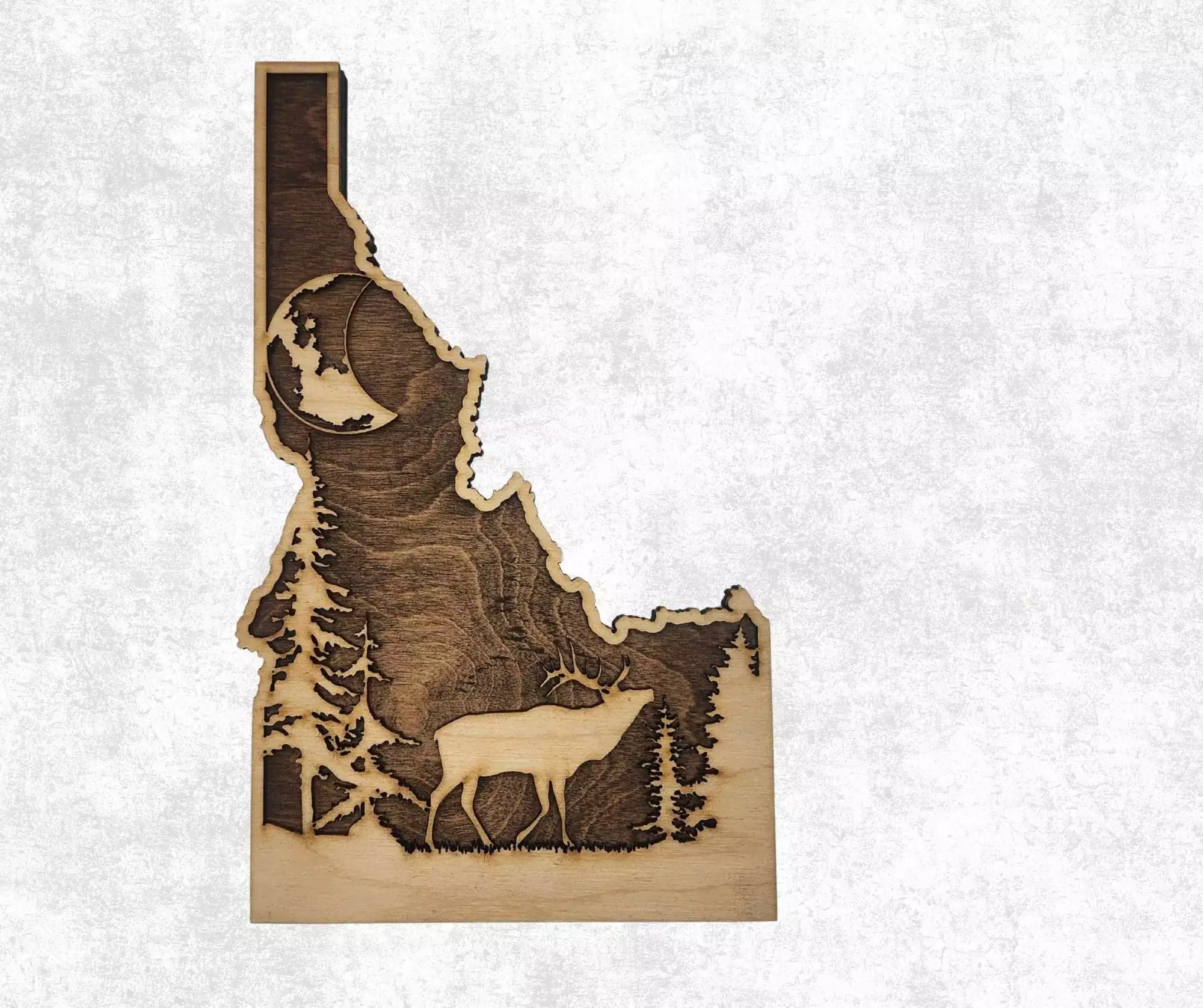 Idaho Sign - Rustic Home Decor with Forest Scene, Perfect Gift for Idaho Lovers & Nature Enthusiasts - Walnut Stain - Image 3