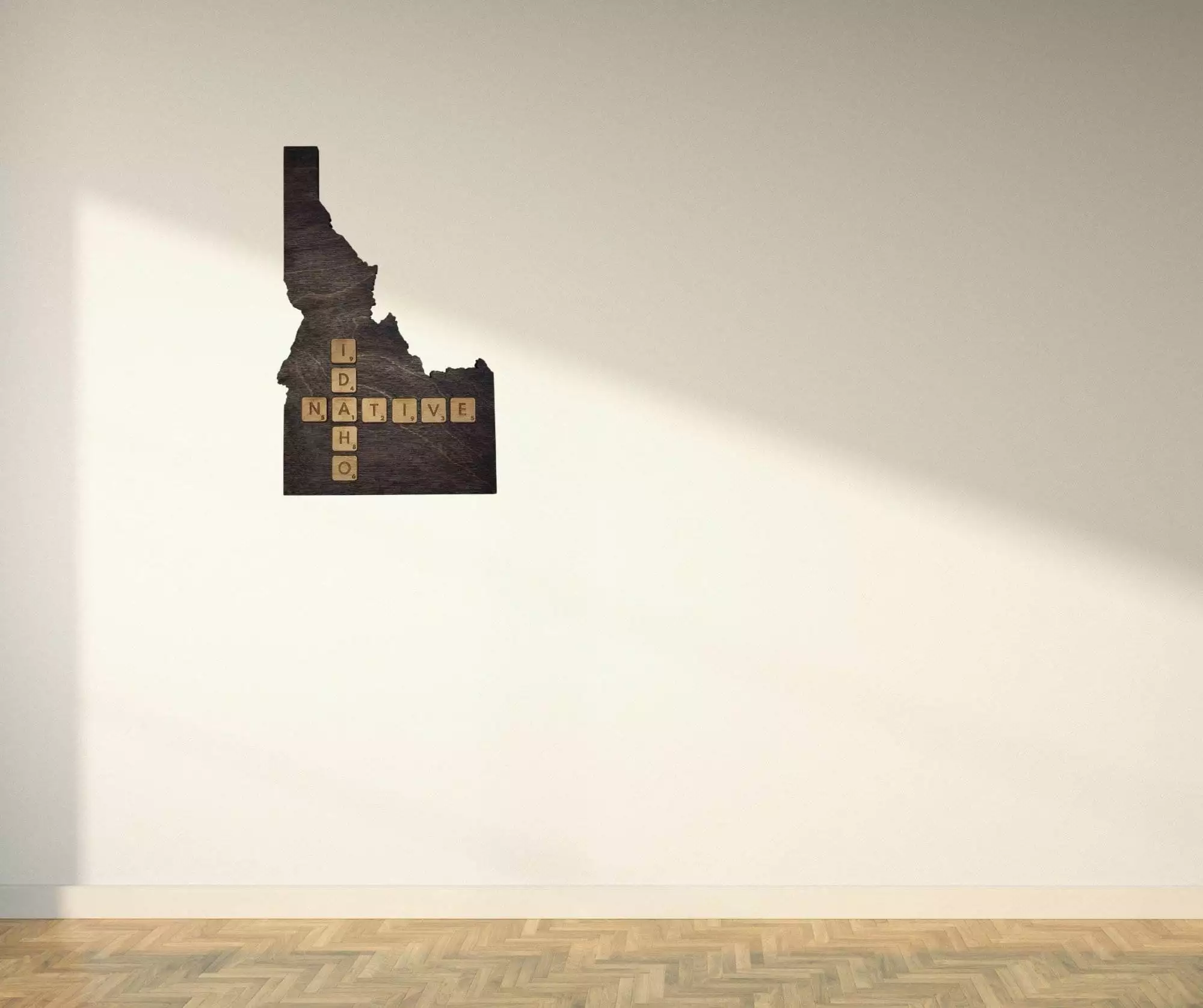 Idaho Native Accent | Rustic Laser Cut Wall & Table Decor | Unique Idaho Sign with Tile Letters for Home or Cabin Decor - Gray Stain - Image 4