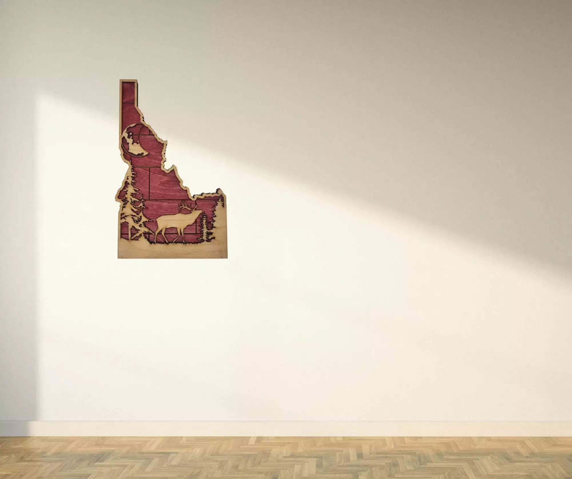 Idaho Sign - Rustic Home Decor with Forest Scene, Perfect Gift for Idaho Lovers & Nature Enthusiasts - Red Planked Stain - Image 4