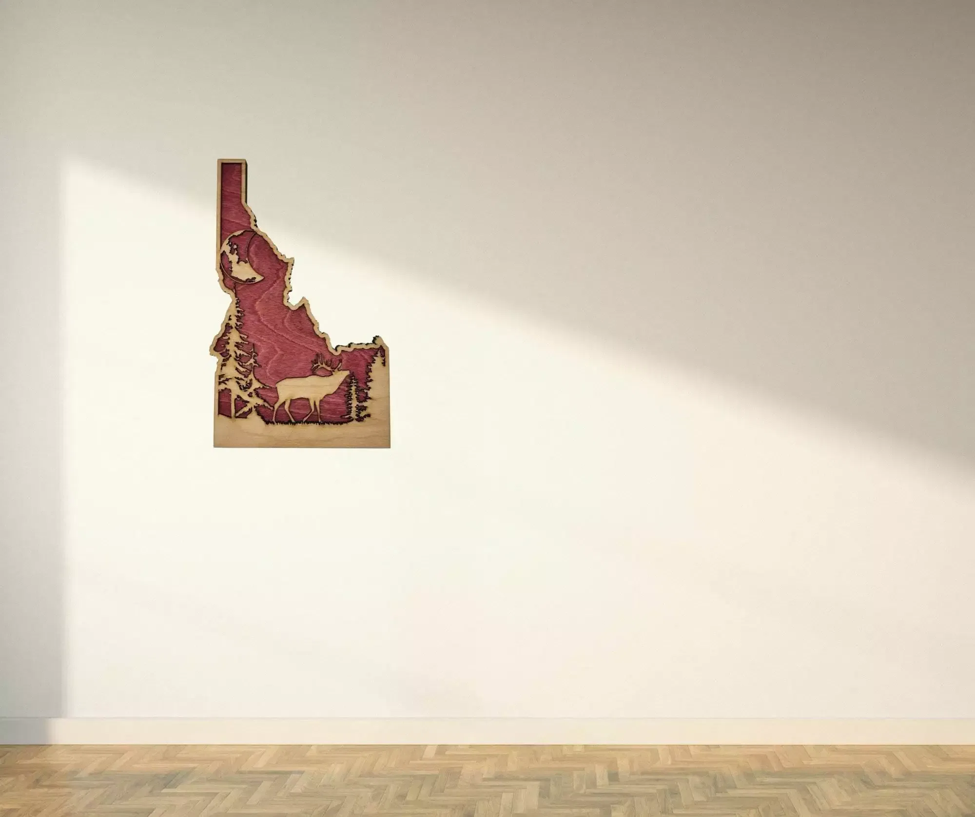 Idaho Sign - Rustic Home Decor with Forest Scene, Perfect Gift for Idaho Lovers & Nature Enthusiasts - Red Stain - Image 4