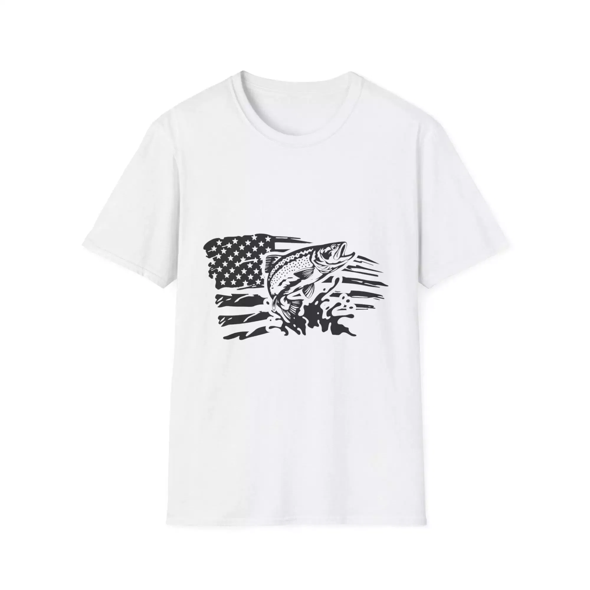 Distressed US Flag Trout T-Shirt, Fishing Shirt, Patriotic Tee, American Flag Apparel, Outdoor Clothing, Fishing Lover Gift - Image 3