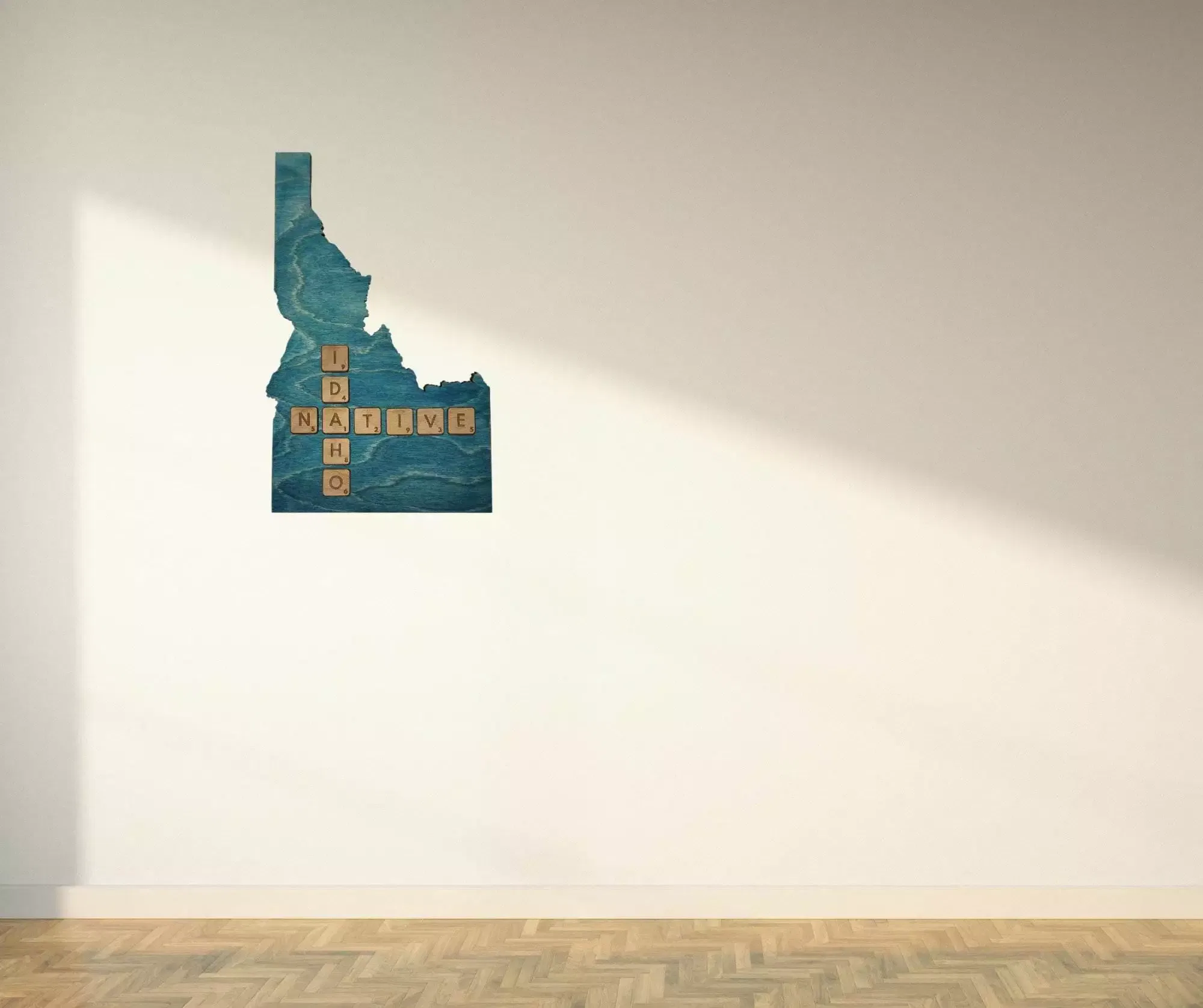 Idaho Native Accent | Rustic Laser Cut Wall & Table Decor | Unique Idaho Sign with Tile Letters for Home or Cabin Decor - Turquoise Stain - Image 4