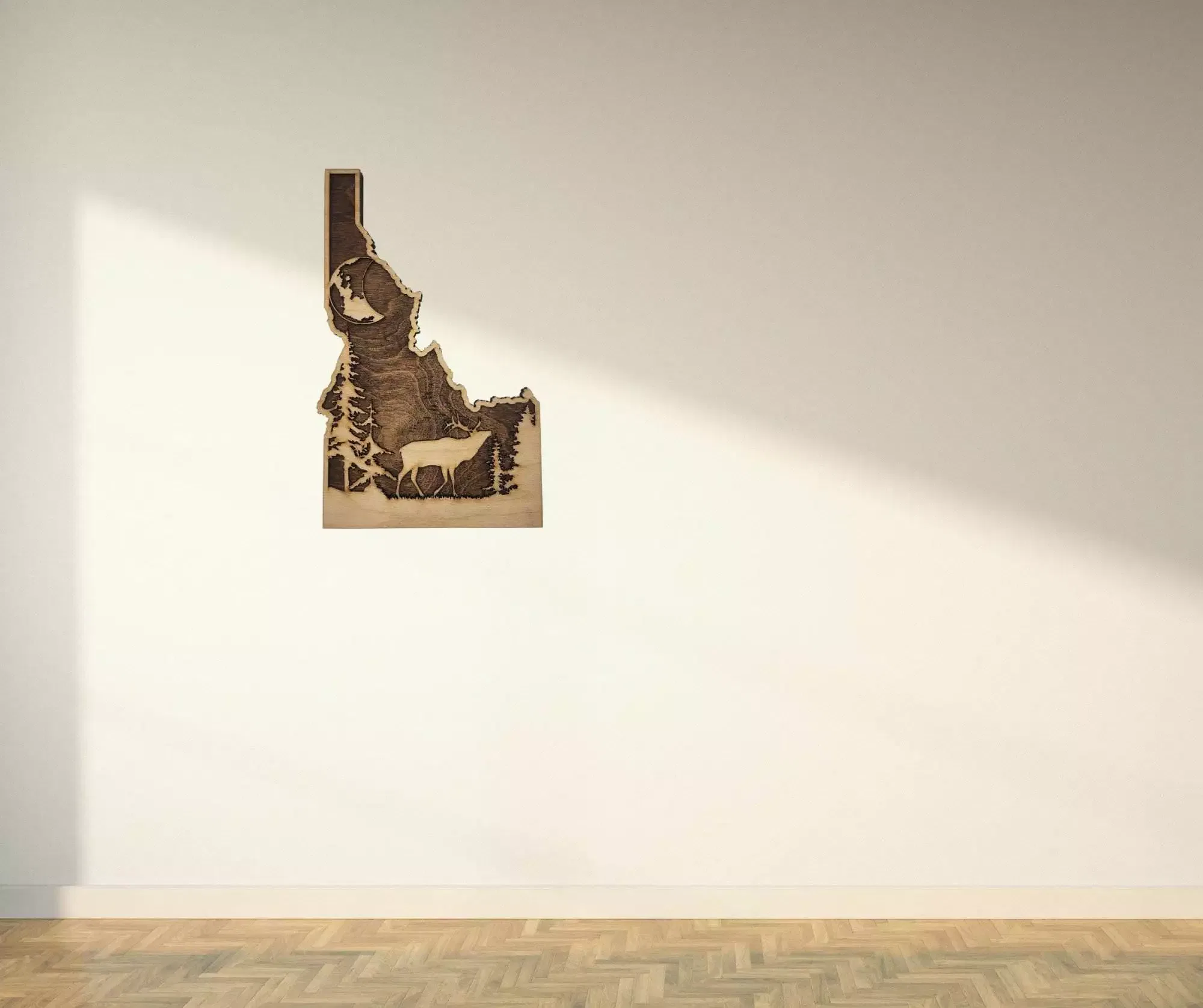 Idaho Sign - Rustic Home Decor with Forest Scene, Perfect Gift for Idaho Lovers & Nature Enthusiasts - Walnut Stain - Image 4