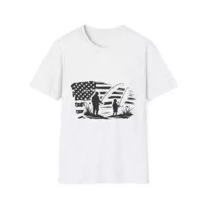 Father and Son Fishing Unisex T-Shirt, Patriotic Fishing Tee, Distressed US Flag Shirt, Family Fishing Shirt, Dad and Son Matching Shirts