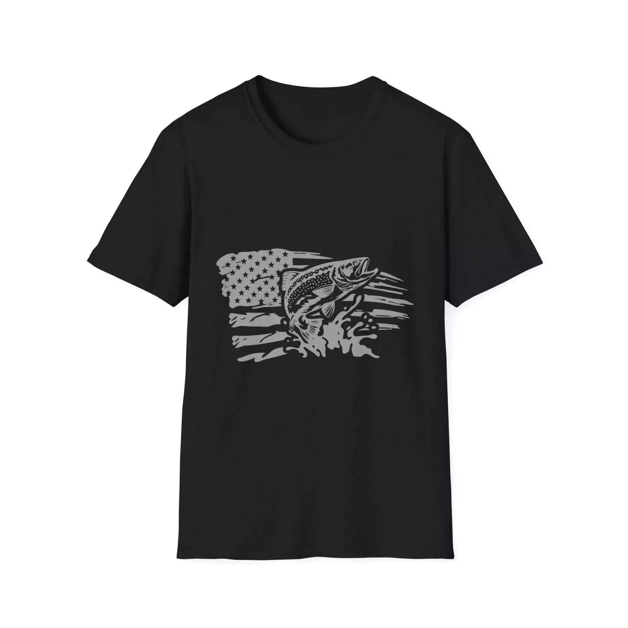 Distressed US Flag Trout T-Shirt, Fishing Shirt, Patriotic Tee, American Flag Apparel, Outdoor Clothing, Fishing Lover Gift - Image 4
