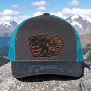Distressed Flag with Duck Hunting Bigfoot Patch – Cap for Nature Lovers