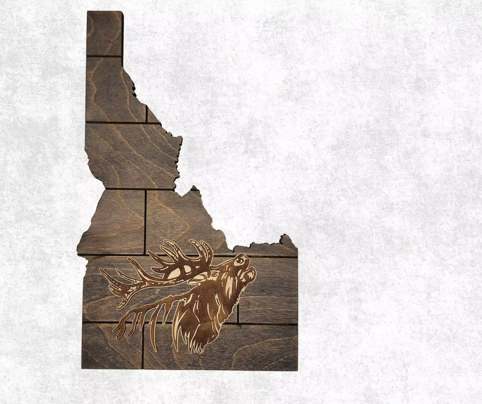 Idaho Sign - Rustic Home Decor with Elk Head, Perfect Gift for Idaho Lovers & Nature Enthusiasts - Gray Plank Stain - Image 3