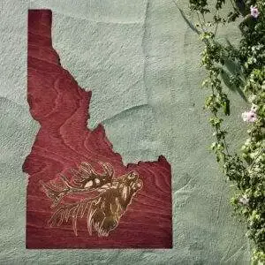Idaho Sign – Rustic Home Decor with Elk Head, Perfect Gift for Idaho Lovers & Nature Enthusiasts – Red Stain
