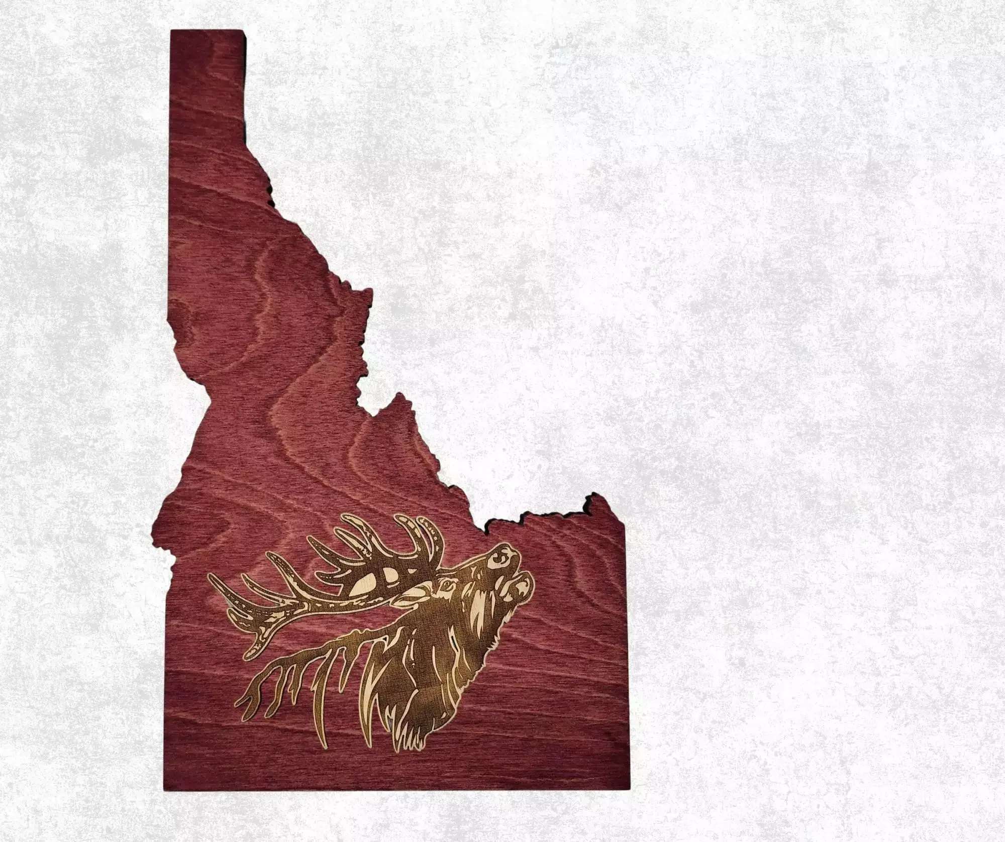 Idaho Sign - Rustic Home Decor with Elk Head, Perfect Gift for Idaho Lovers & Nature Enthusiasts - Red Stain - Image 3