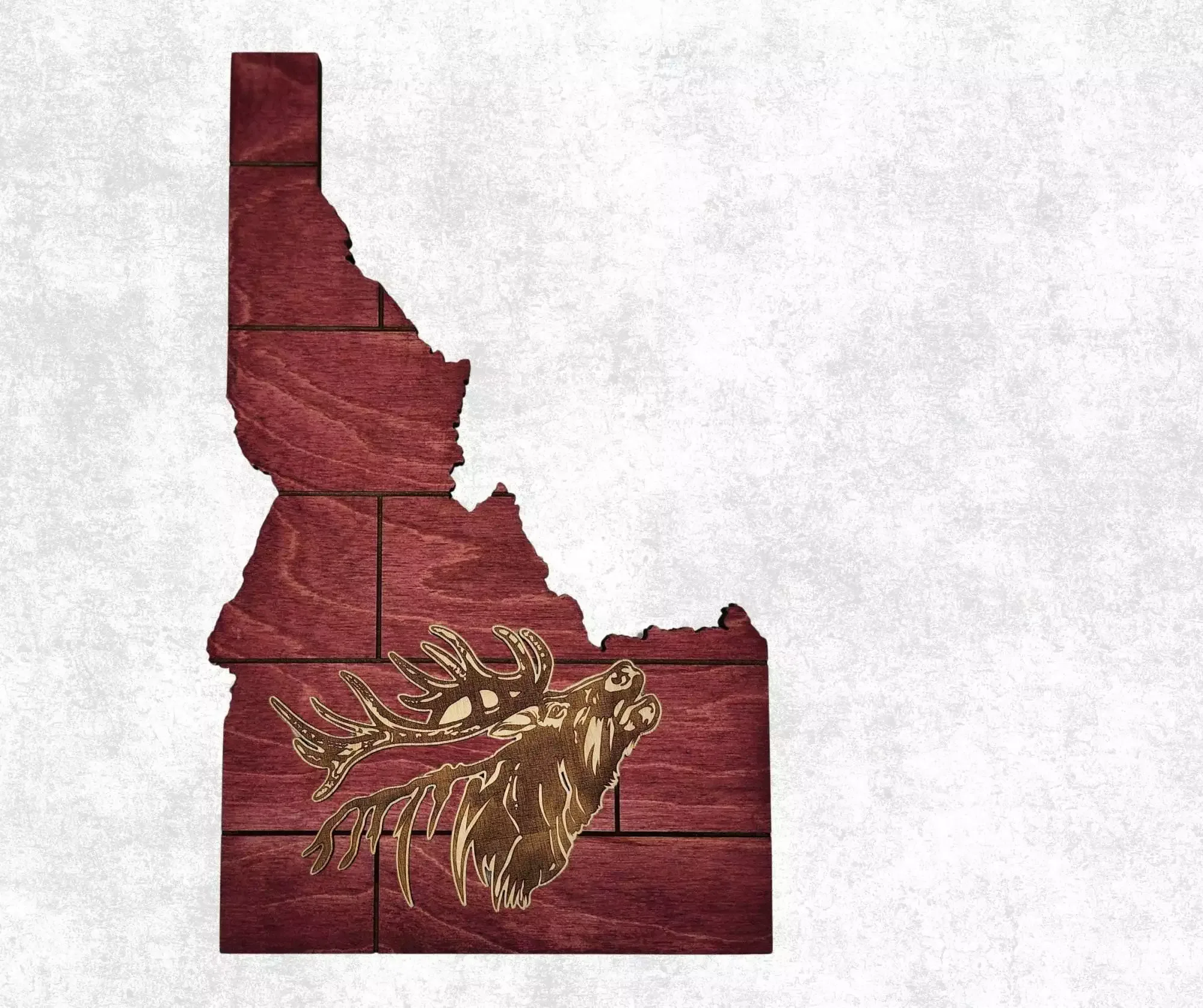 Idaho Sign - Rustic Home Decor with Elk Head, Perfect Gift for Idaho Lovers & Nature Enthusiasts - Red Plank Stain - Image 3