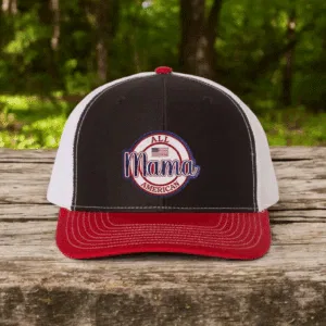 All American Mama Hat – Acrylic Hat Patch. Red, White and Blue Patch Hat