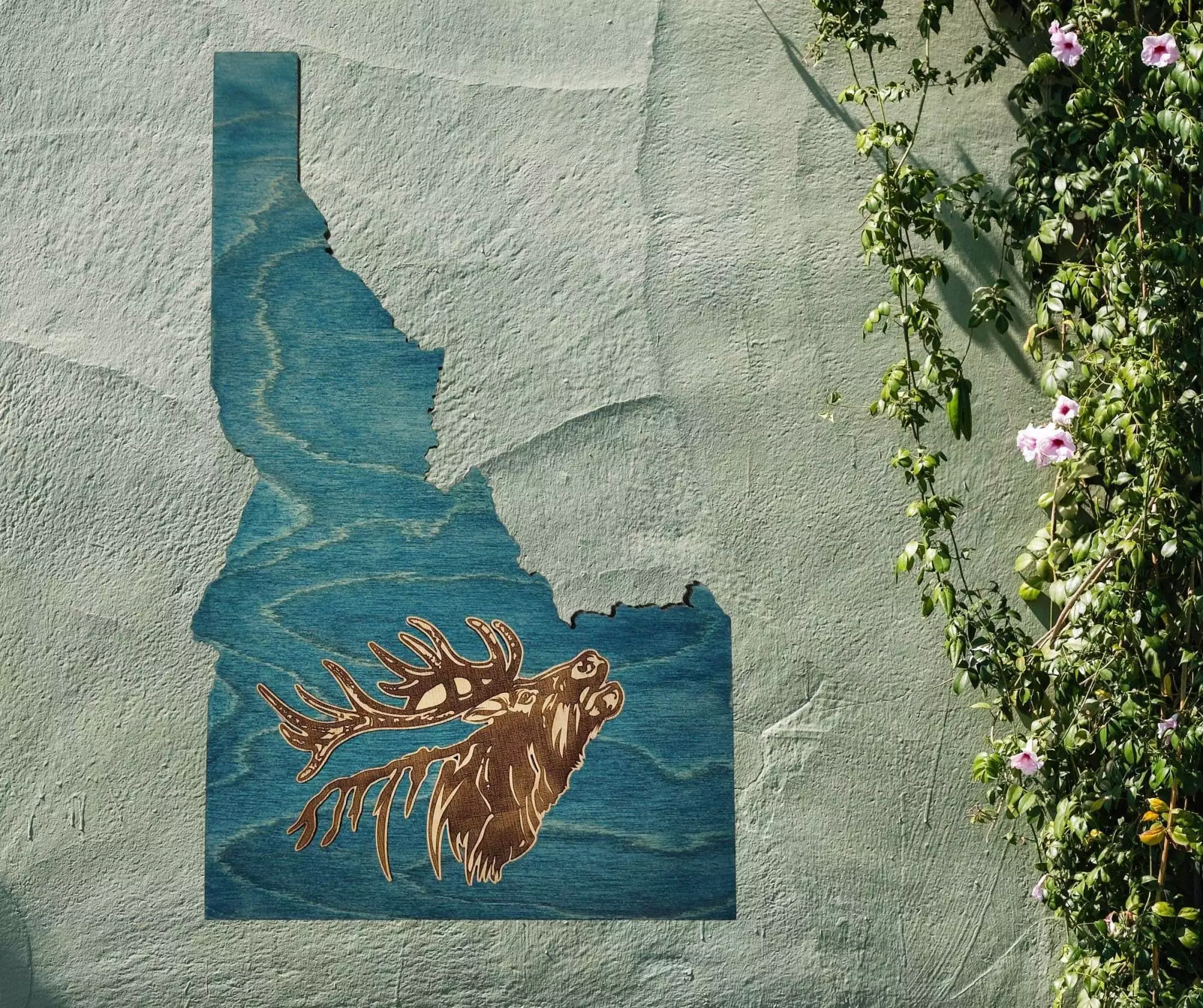 Idaho Sign - Rustic Home Decor with Elk Head, Perfect Gift for Idaho Lovers & Nature Enthusiasts - Turquoise Stain - Image 2