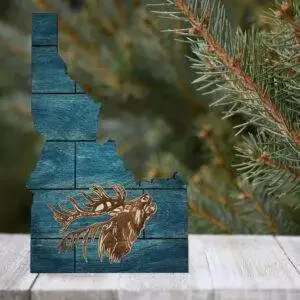 Idaho Sign – Rustic Home Decor with Elk Head, Perfect Gift for Idaho Lovers & Nature Enthusiasts – Turquoise Plank Stain