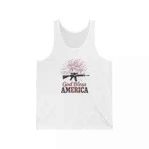 Patriotic Jersey Tank Top | God Bless America | Unisex Tank | Fourth of July Shirt | Summer Casual Wear | Gift for Patriotic Friends