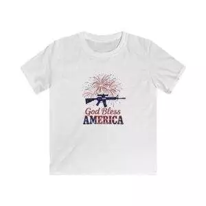 Kids Patriotic Tee, God Bless America Shirt, Independence Day Outfit, Fireworks T-Shirt, Fourth of July Kids Clothing