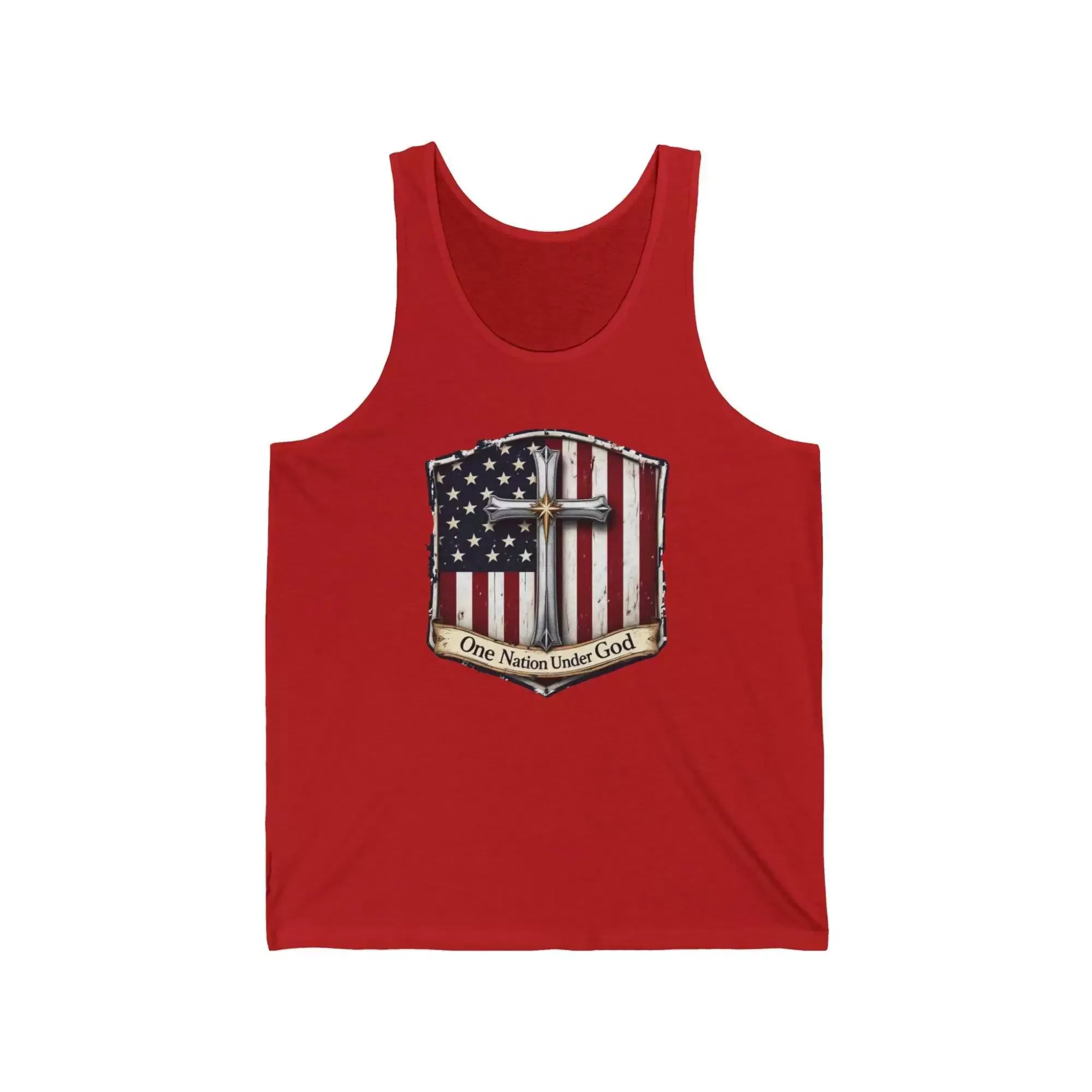 Patriotic Unisex Jersey Tank Top - One Nation Under God, Spiritual Wear, Freedom Statement, USA Pride Apparel, Memorial Day Outfit - Image 6