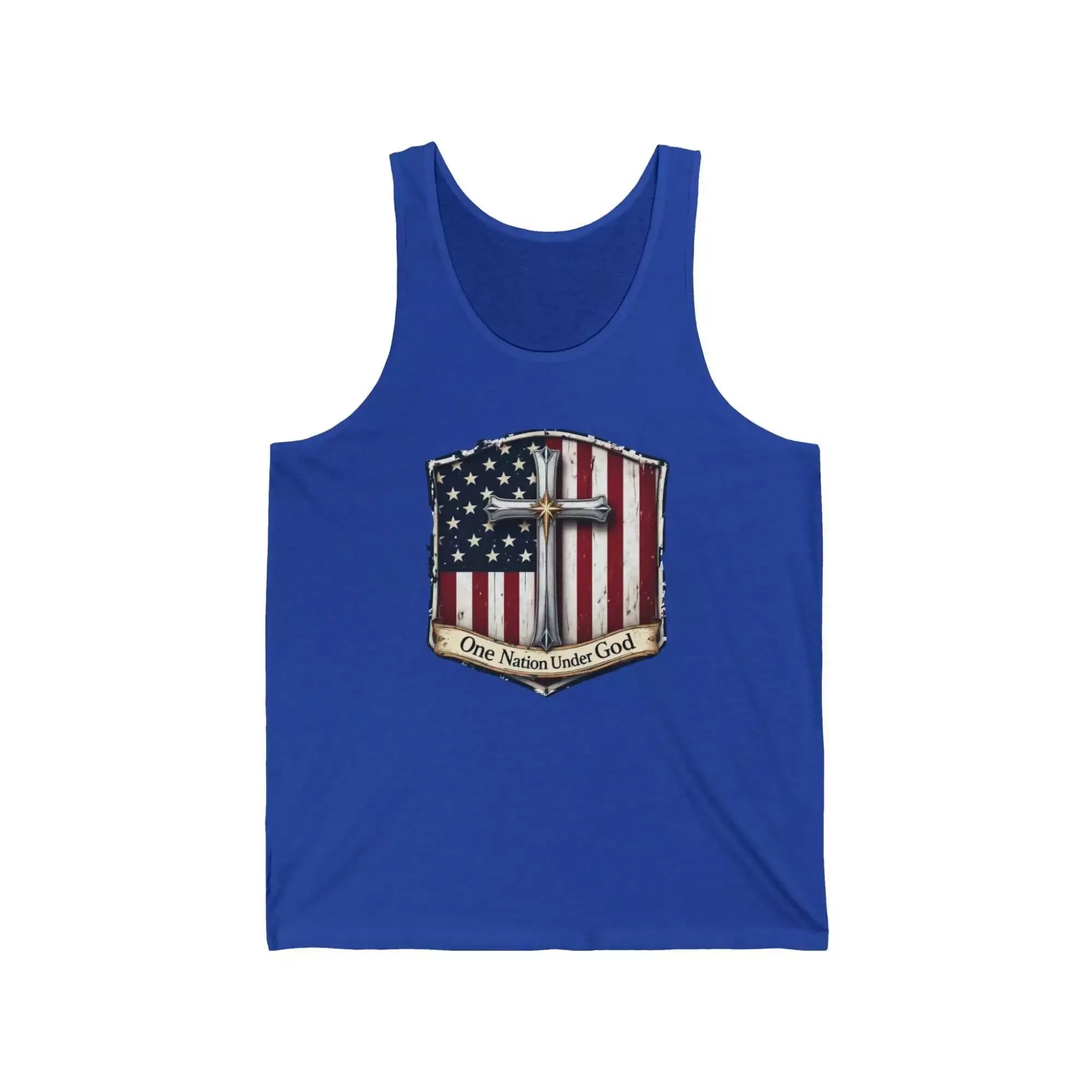 Patriotic Unisex Jersey Tank Top - One Nation Under God, Spiritual Wear, Freedom Statement, USA Pride Apparel, Memorial Day Outfit - Image 4