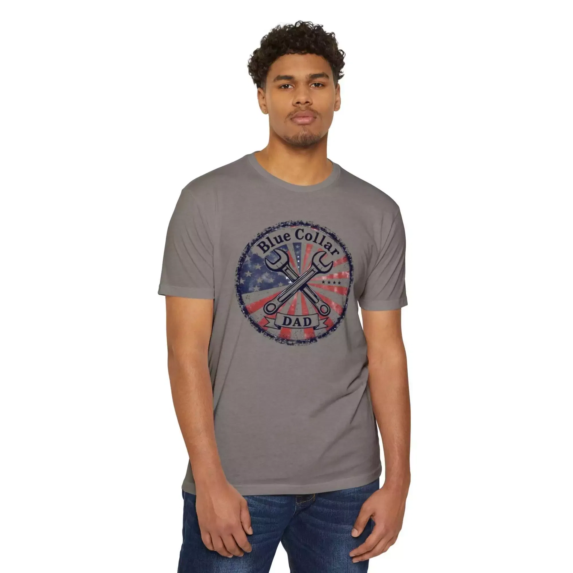 Patriotic Blue Collar Dad T-Shirt | Gift for Father's Day, Workwear, Union Pride, Casual Style, All American Dad Tee - Image 6