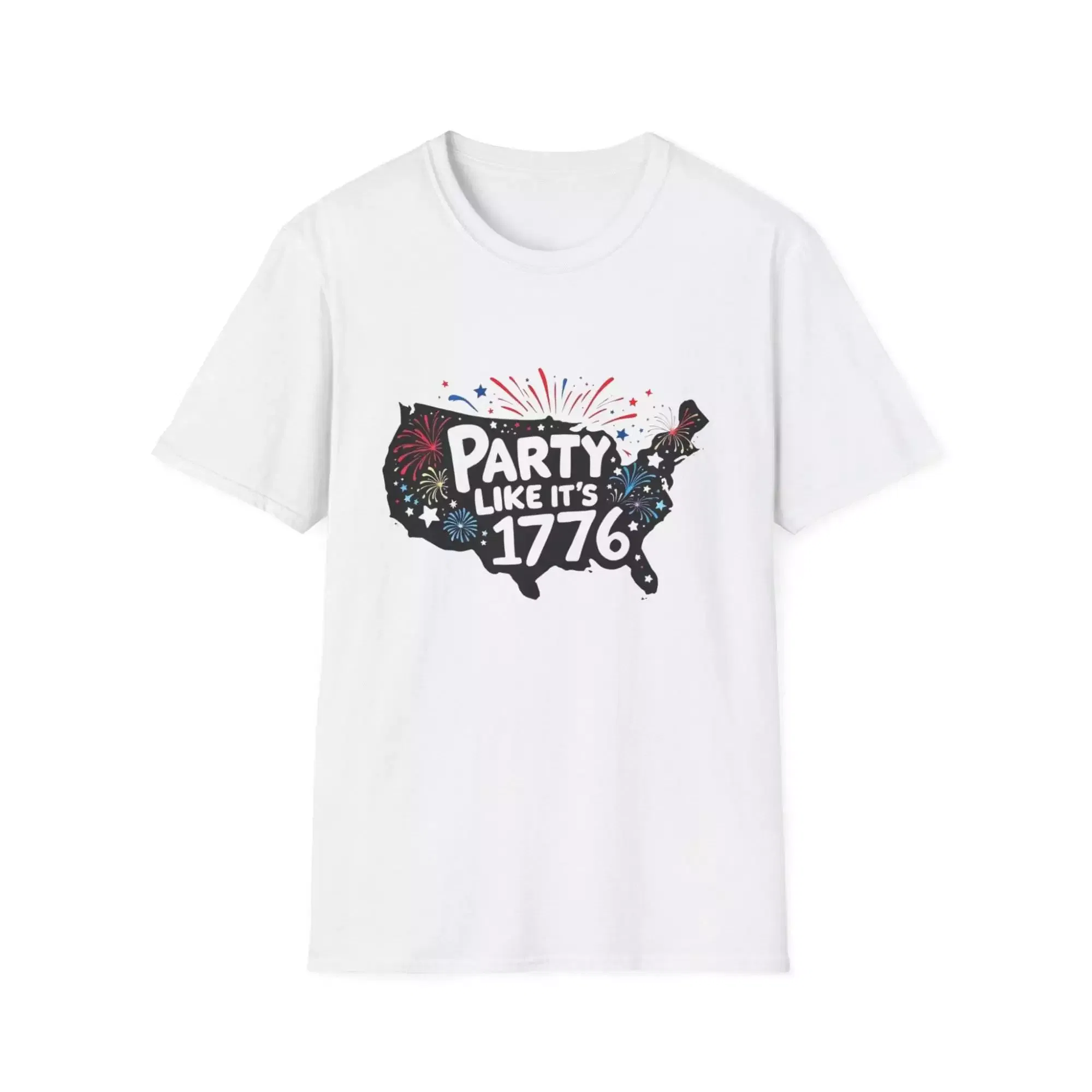 Patriotic T-Shirt - Party Like It's 1776 - 4th of July Unisex Softstyle T-Shirt - Image 3