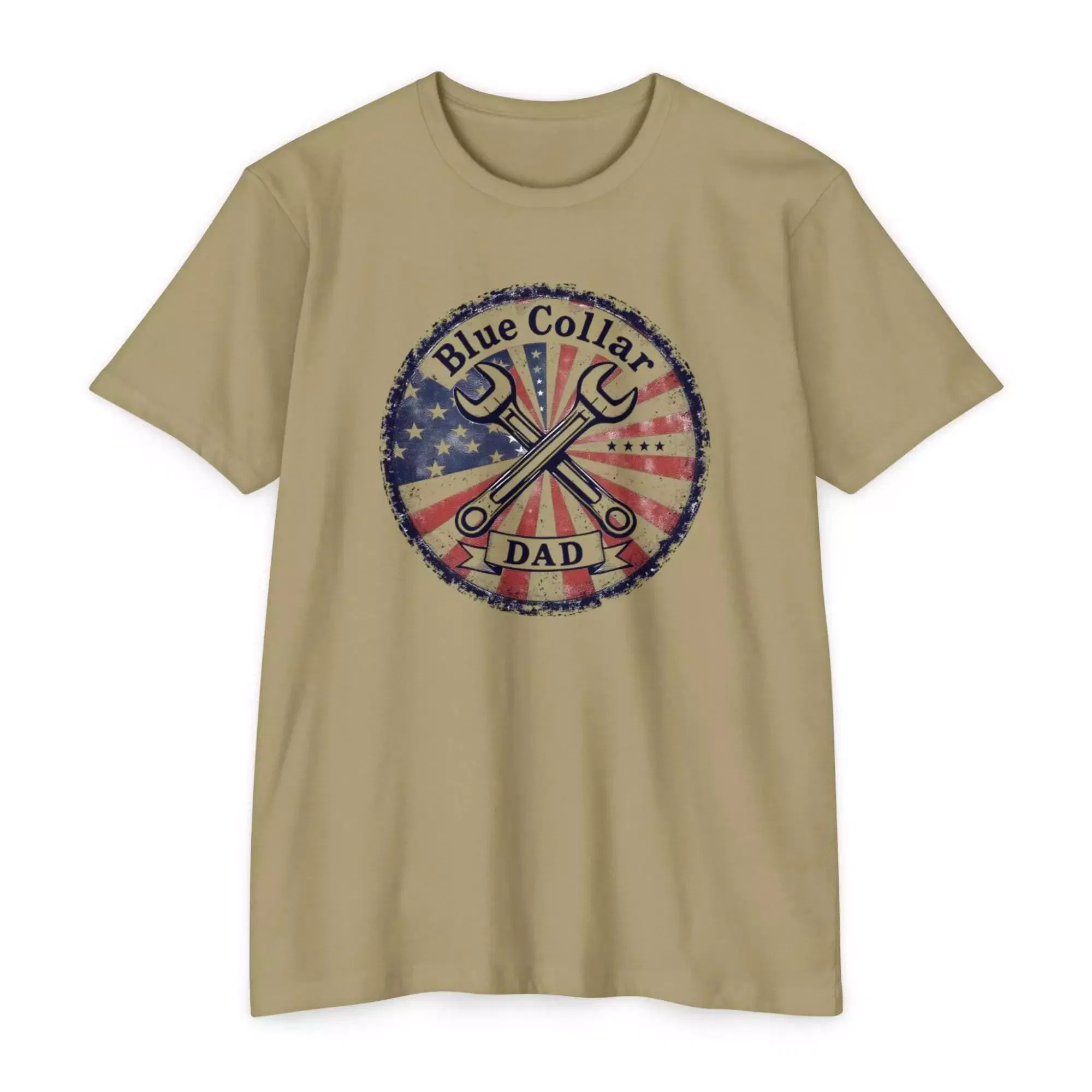 Patriotic Blue Collar Dad T-Shirt | Gift for Father's Day, Workwear, Union Pride, Casual Style, All American Dad Tee - Image 3