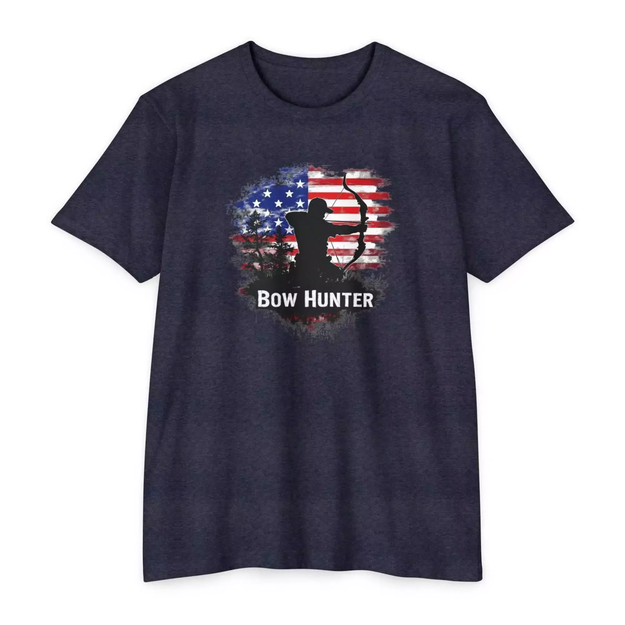 Bow Hunter T-Shirt, Unisex CVC Tee, Archery Gift, Outdoor Apparel, Hunting Theme, American Flag Style - Image 9