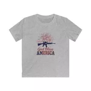 Kids Patriotic Tee, God Bless America Shirt, Independence Day Outfit, Fireworks T-Shirt, Fourth of July Kids Clothing