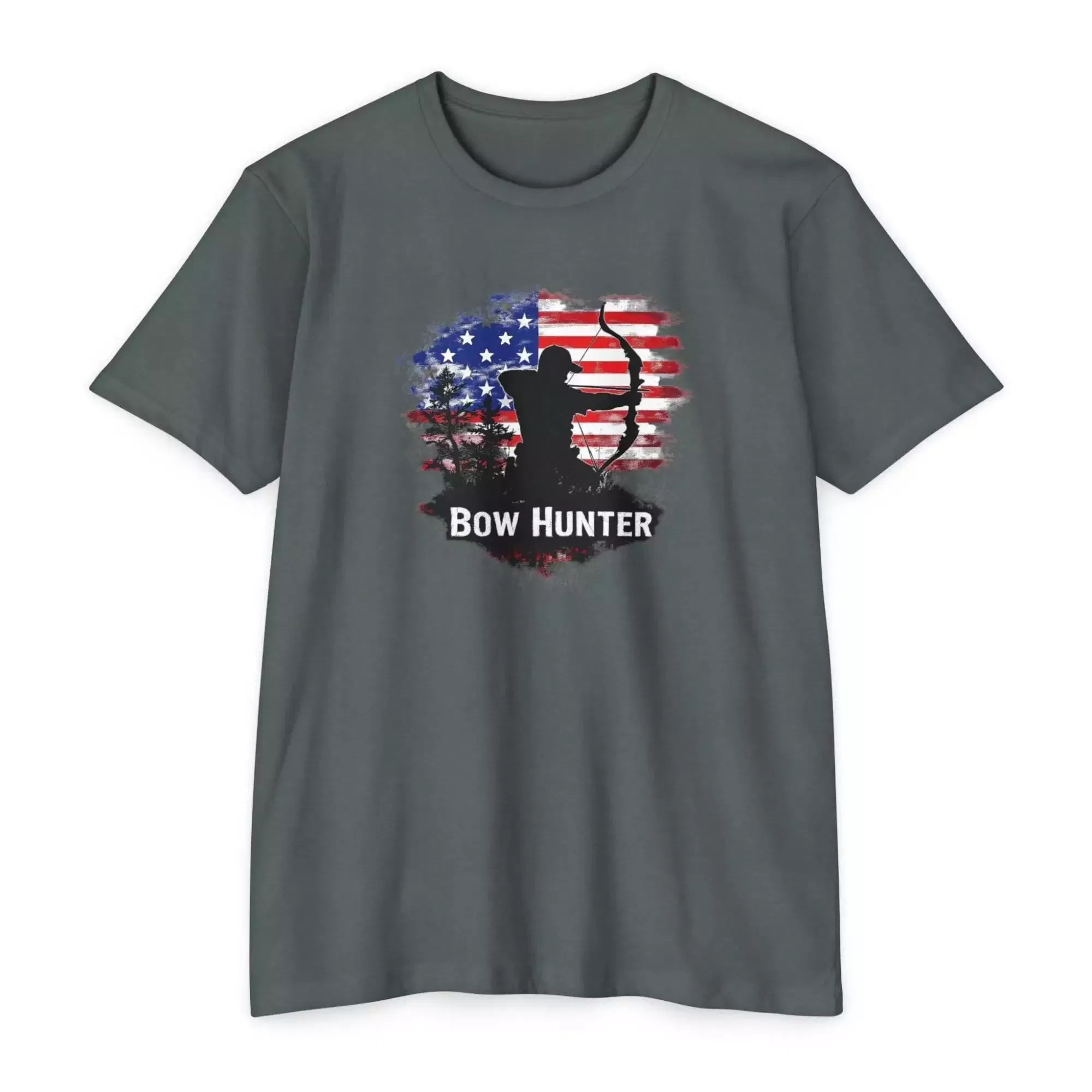 Bow Hunter T-Shirt, Unisex CVC Tee, Archery Gift, Outdoor Apparel, Hunting Theme, American Flag Style - Image 5