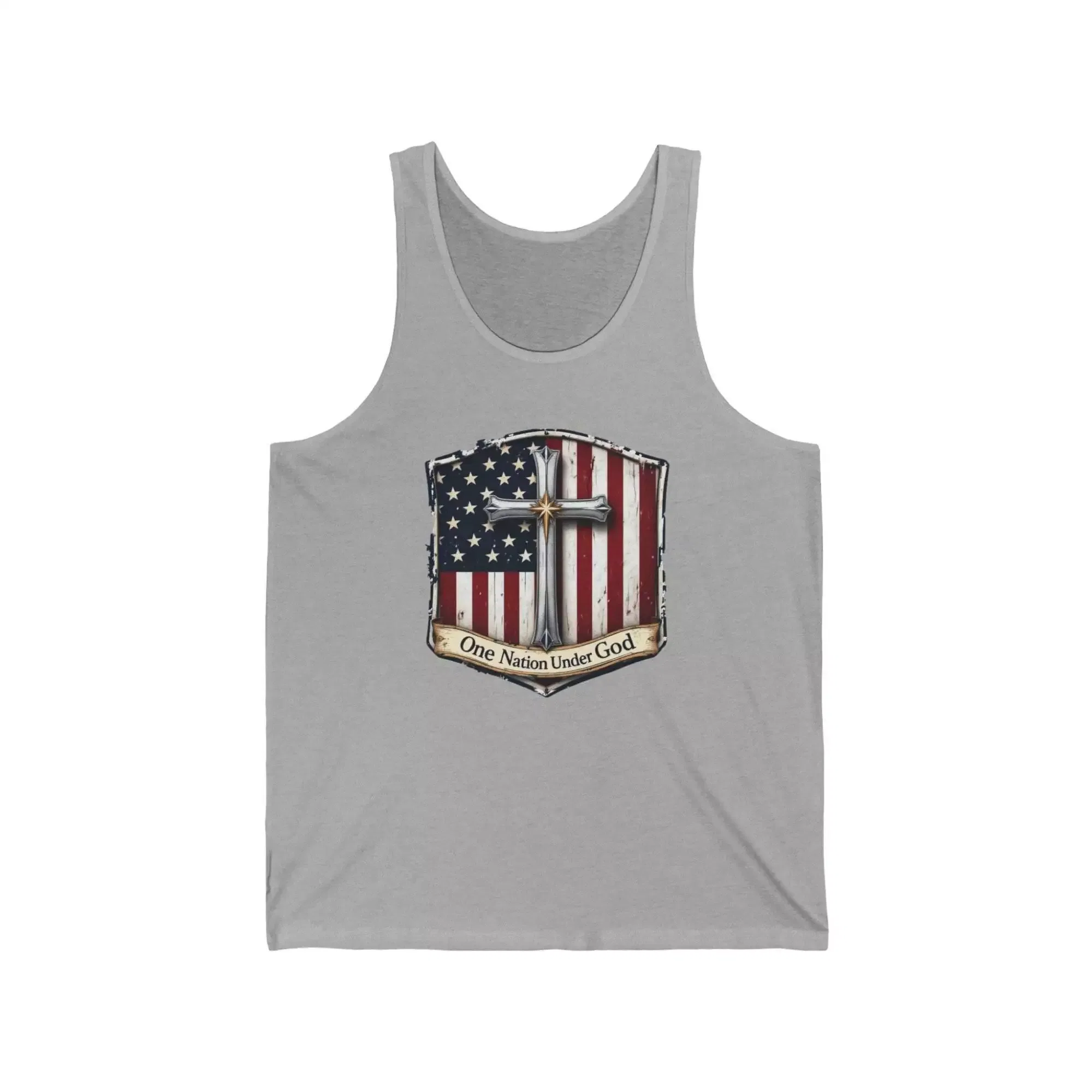 Patriotic Unisex Jersey Tank Top - One Nation Under God, Spiritual Wear, Freedom Statement, USA Pride Apparel, Memorial Day Outfit - Image 3
