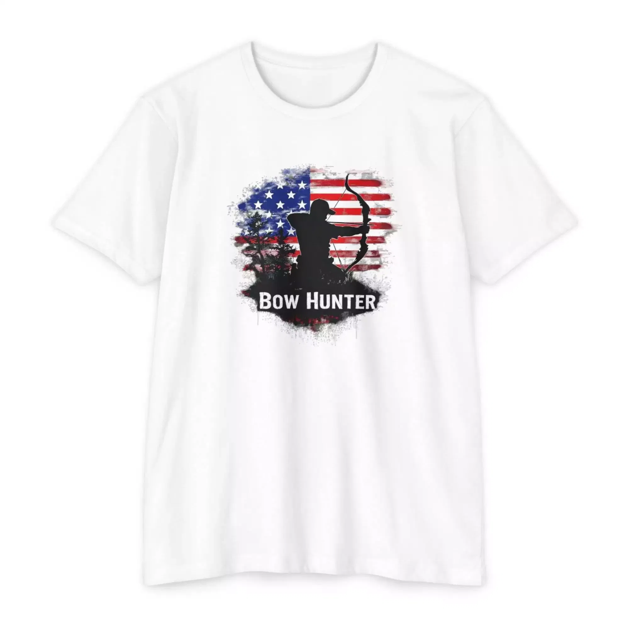 Bow Hunter T-Shirt, Unisex CVC Tee, Archery Gift, Outdoor Apparel, Hunting Theme, American Flag Style - Image 7