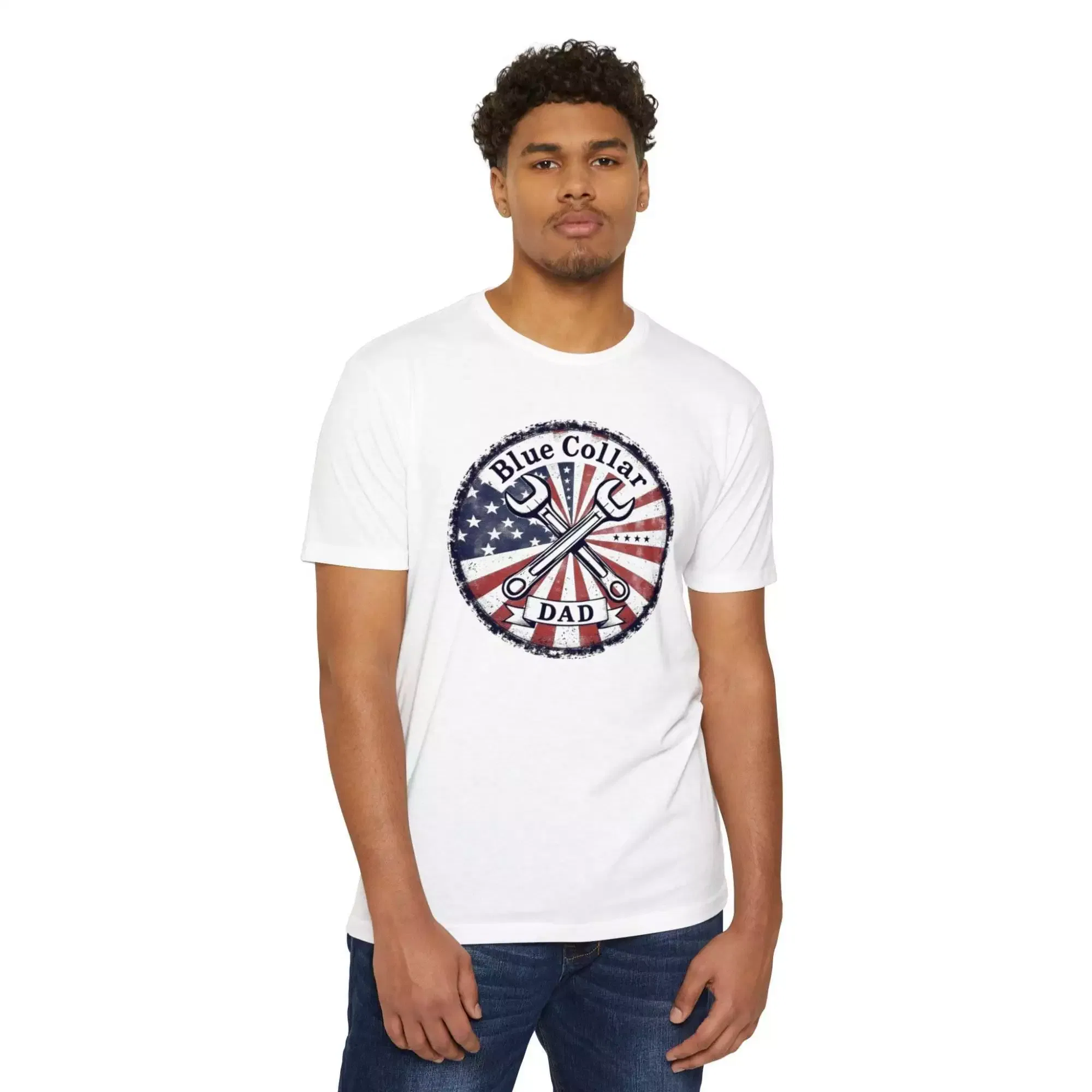 Patriotic Blue Collar Dad T-Shirt | Gift for Father's Day, Workwear, Union Pride, Casual Style, All American Dad Tee - Image 8