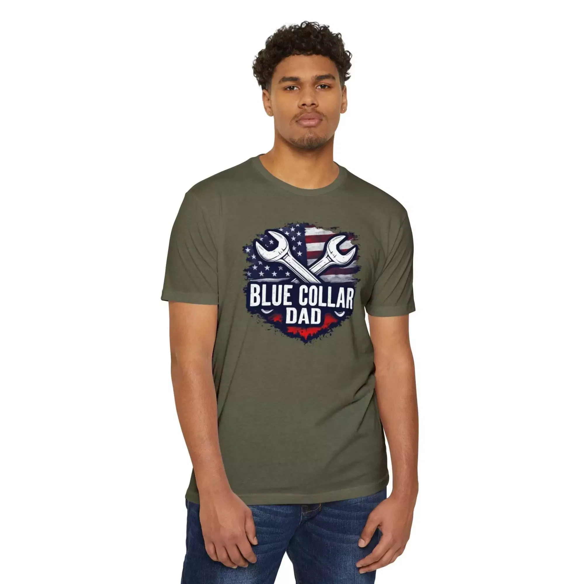 Blue Collar Dad T-Shirt, Unisex Workwear Tee, Father's Day Gift, Patriotic Shirt, Dad Life Apparel