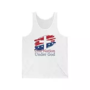 Patriotic Unisex Jersey Tank – One Nation Under God | Ideal for Independence Day, Memorial Day, Summer BBQs, Casual Wear, Gift