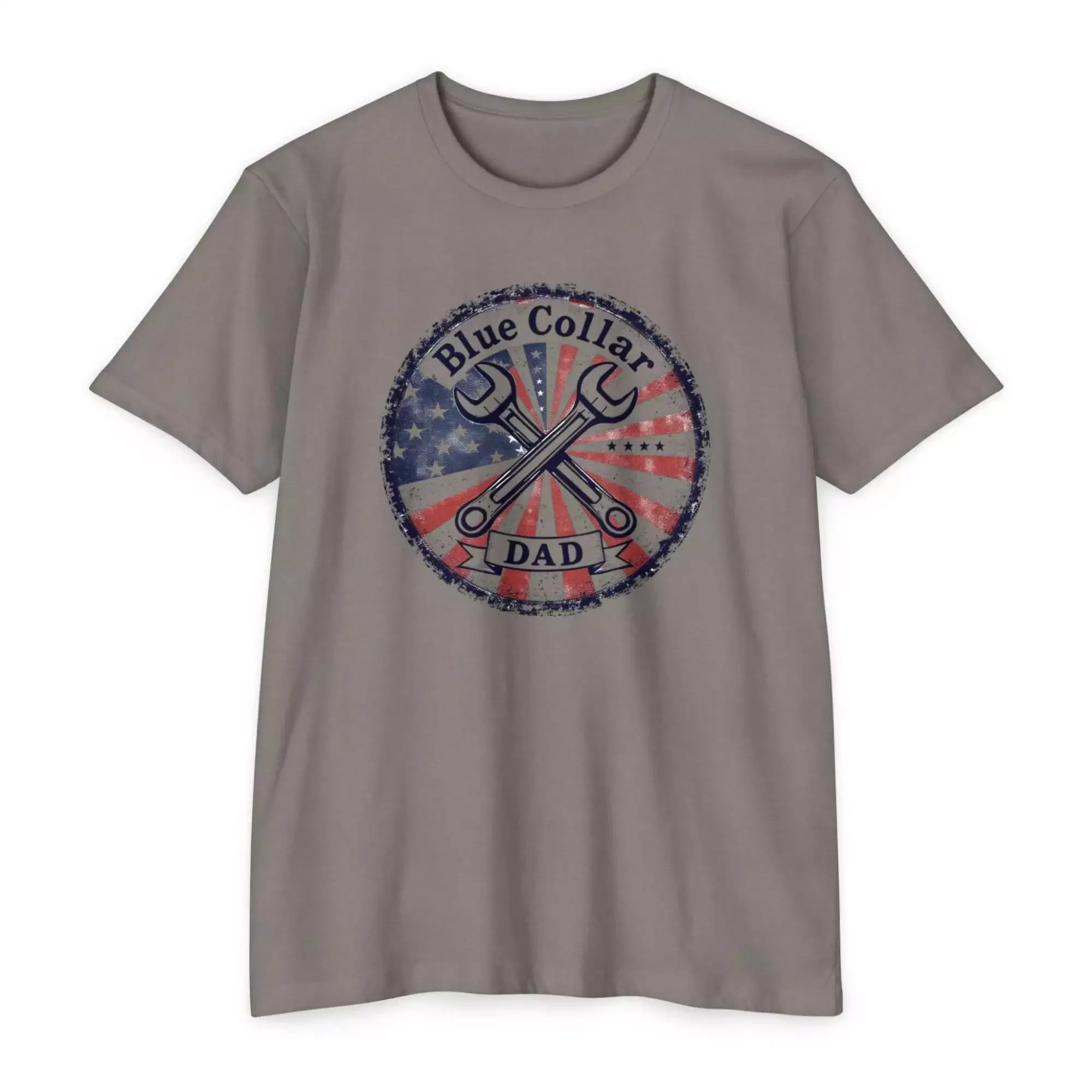 Patriotic Blue Collar Dad T-Shirt | Gift for Father's Day, Workwear, Union Pride, Casual Style, All American Dad Tee - Image 5