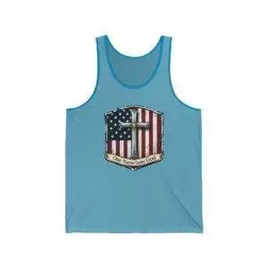 Patriotic Unisex Jersey Tank Top – One Nation Under God, Spiritual Wear, Freedom Statement, USA Pride Apparel, Memorial Day Outfit