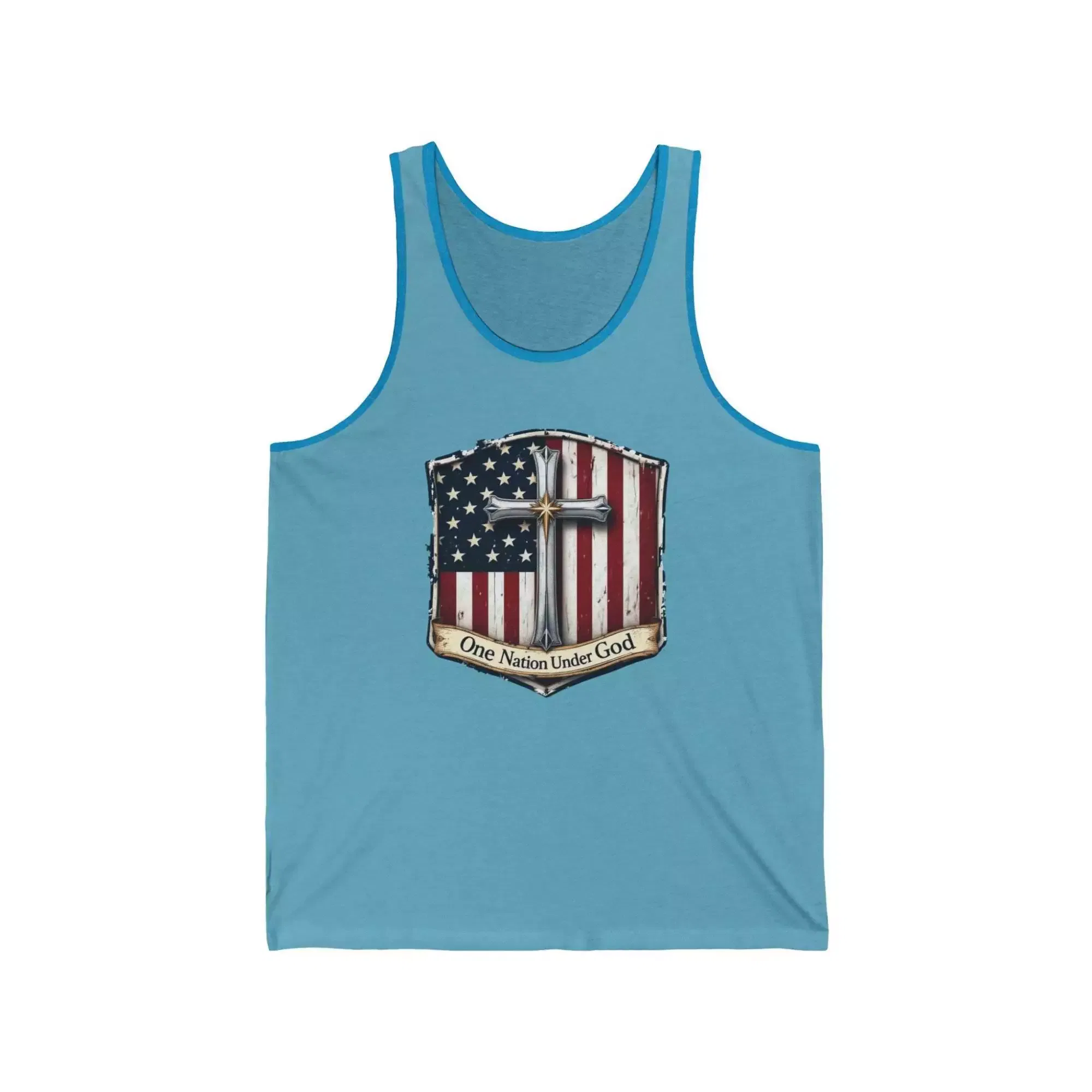 Patriotic Unisex Jersey Tank Top - One Nation Under God, Spiritual Wear, Freedom Statement, USA Pride Apparel, Memorial Day Outfit - Image 2