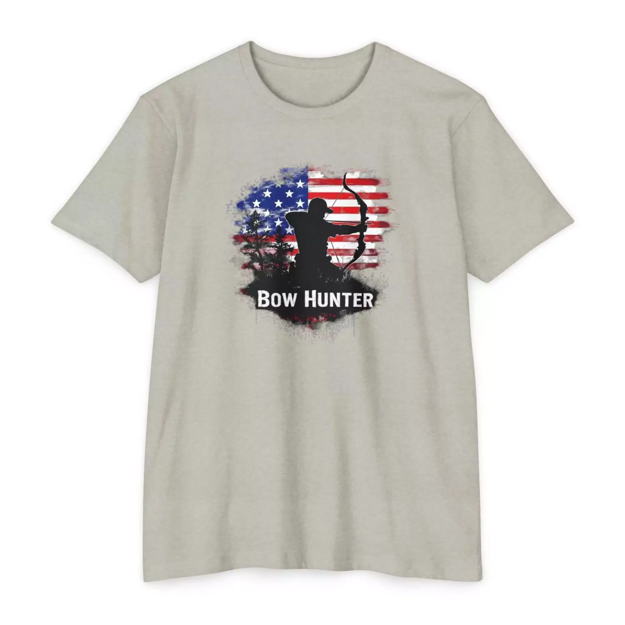Bow Hunter T-Shirt, Unisex CVC Tee, Archery Gift, Outdoor Apparel, Hunting Theme, American Flag Style
