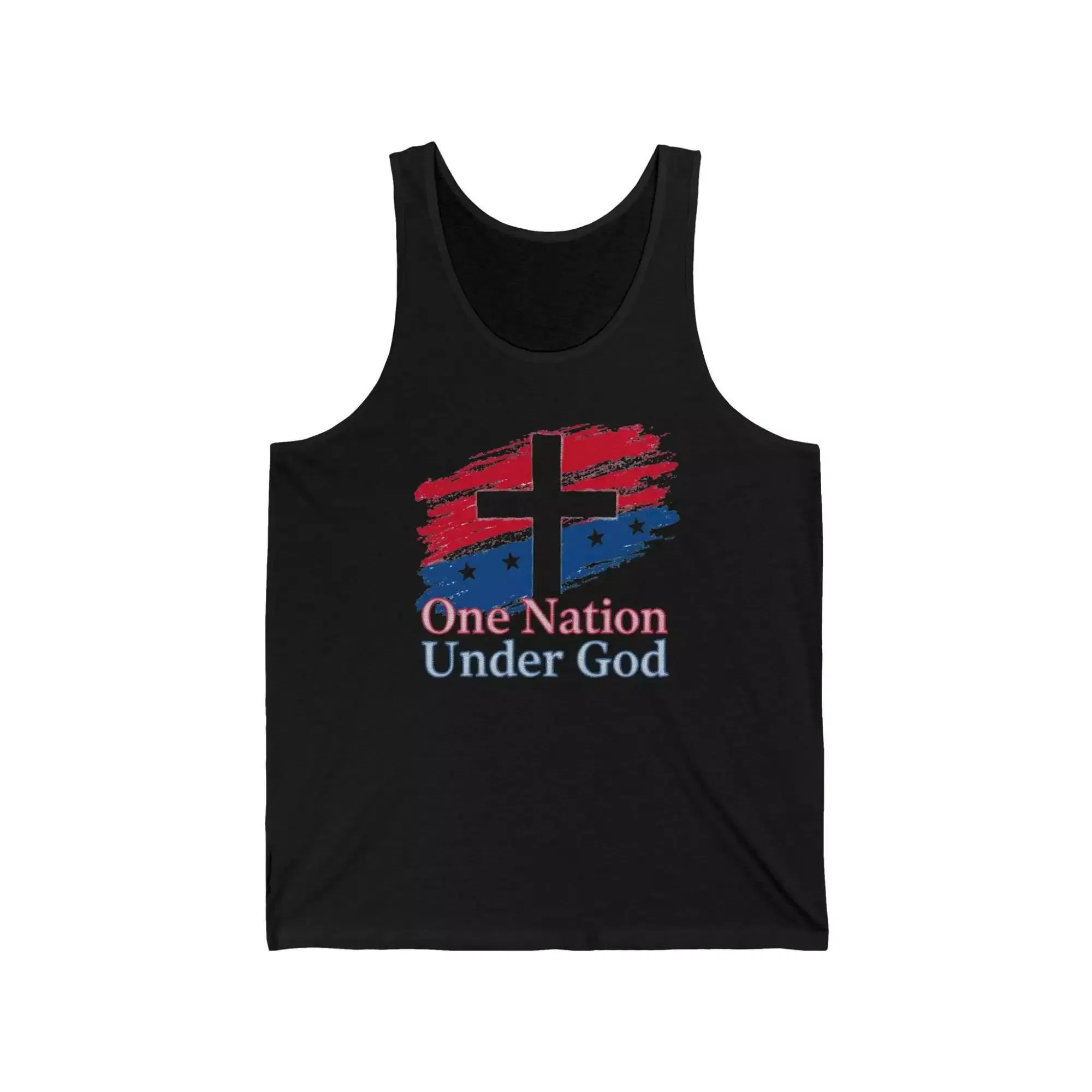 Patriotic Unisex Jersey Tank - One Nation Under God | Ideal for Independence Day, Memorial Day, Summer BBQs, Casual Wear, Gift - Image 2