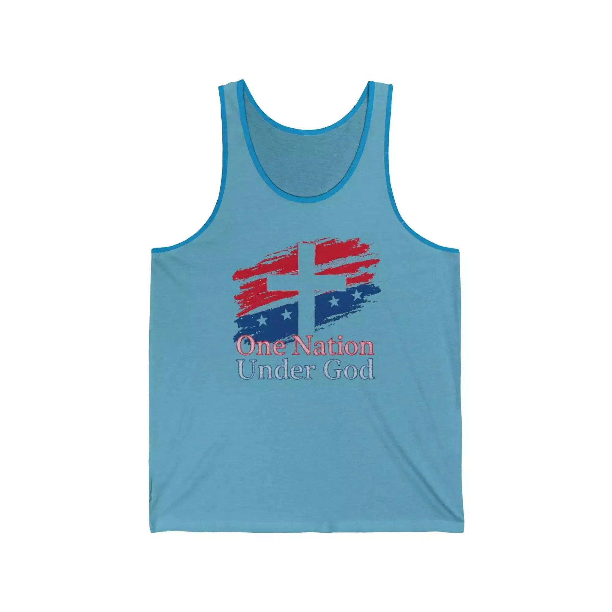 Patriotic Unisex Jersey Tank - One Nation Under God | Ideal for Independence Day, Memorial Day, Summer BBQs, Casual Wear, Gift - Image 4