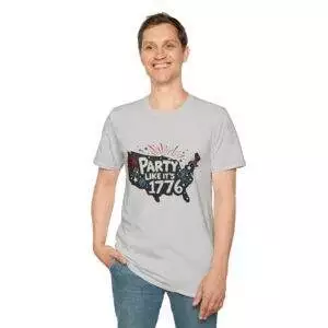 Patriotic T-Shirt – Party Like It’s 1776 – 4th of July Unisex Softstyle T-Shirt